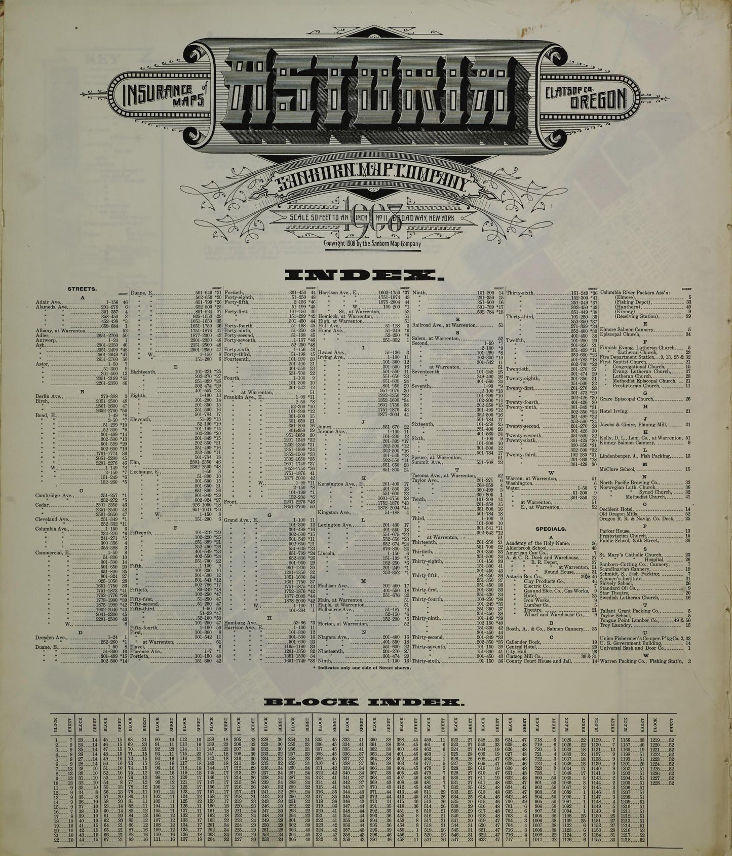 Sanborn Fire Insurance Map from Astoria, Clatsop County, Oregon (1908), Sheet #0001 - Historic Sanborn Fire Insurance Map Print, vintage old map wall art, antique decor, genealogy gift, Oregon Oregon map