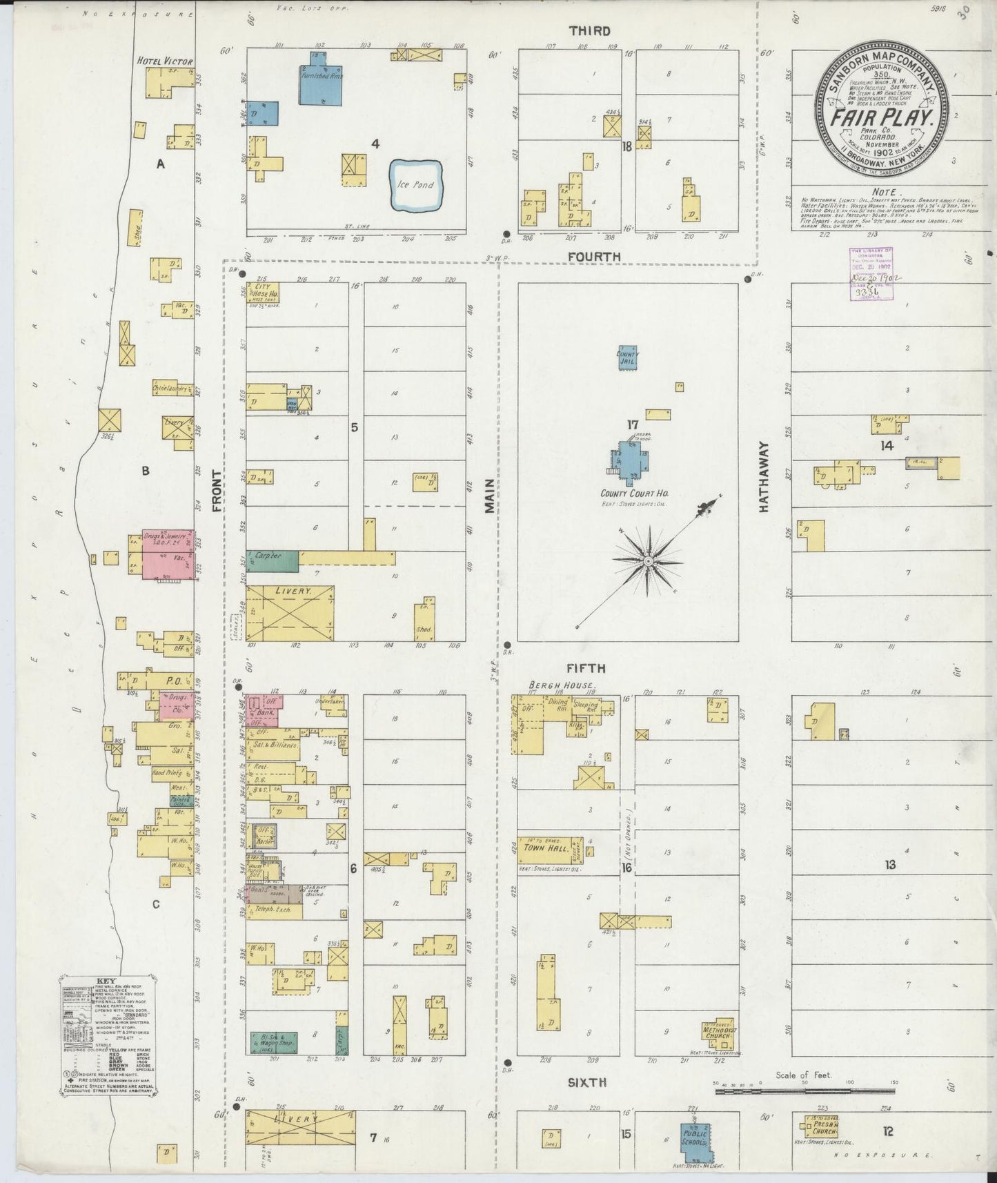 Sanborn Fire Insurance Map from Fair Play, Park County, Colorado (1902), Sheet #0001 - Historic Sanborn Fire Insurance Map Print, vintage old map wall art, antique decor, genealogy gift, Colorado Colorado map