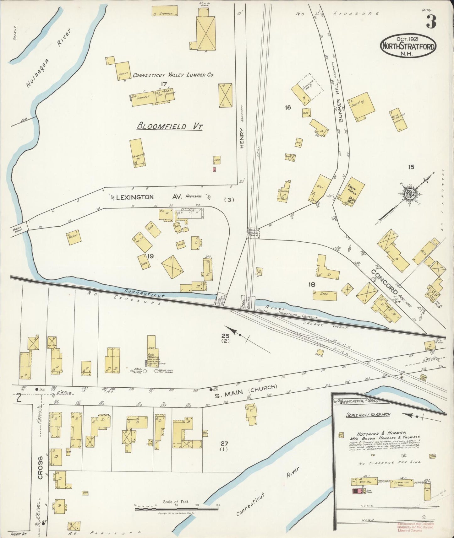 Sanborn Fire Insurance Map from North Stratford, Coos County, New Hampshire (1921), Sheet #0003 - Complete Map Set gallery image, historic Sanborn map, vintage wall art, New Hampshire New Hampshire