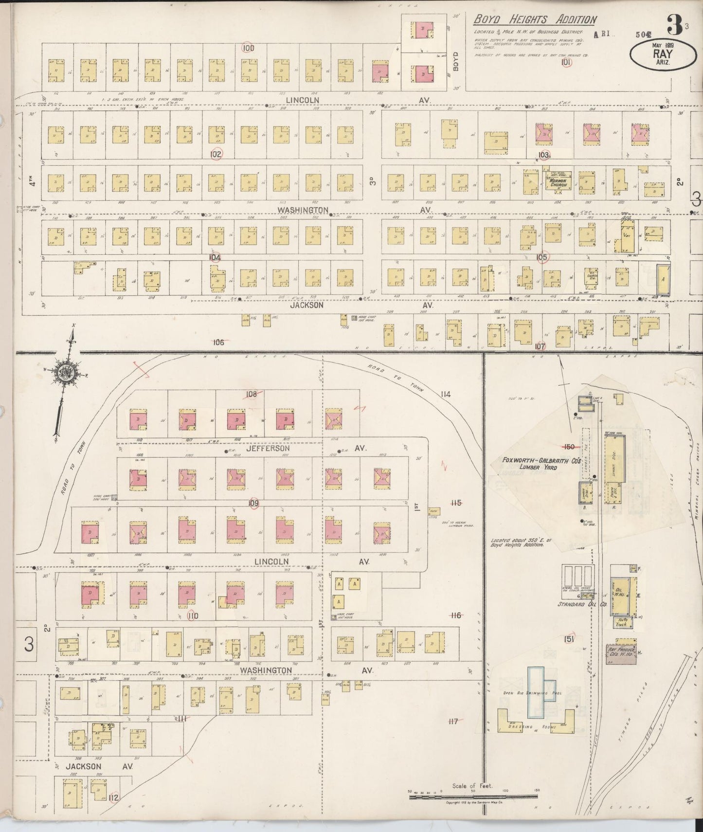 Sanborn Fire Insurance Map from Ray, Pinal County, Arizona (1931), Sheet #0003 - Complete Map Set gallery image, historic Sanborn map, vintage wall art, Arizona Arizona
