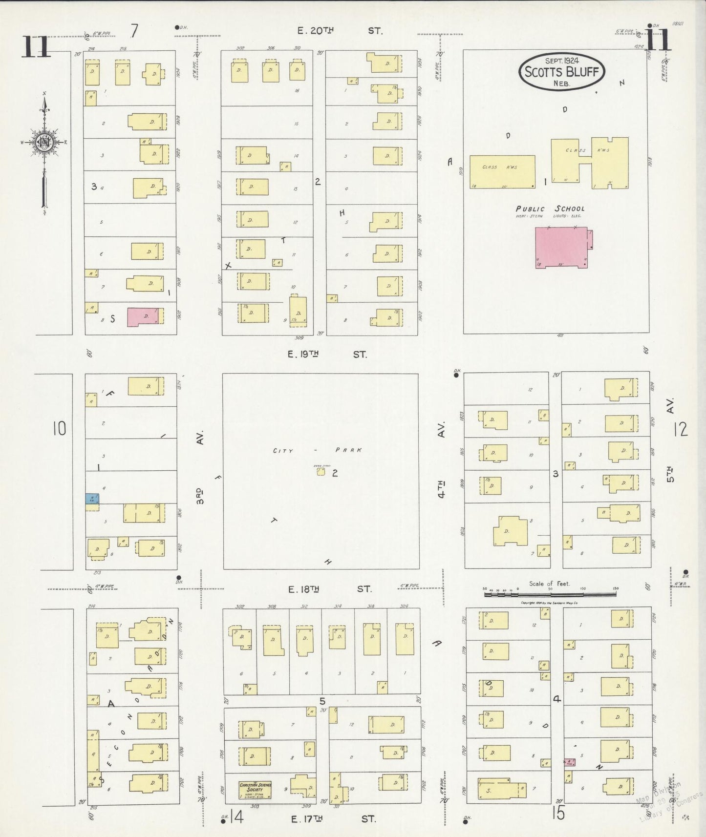 Sanborn Fire Insurance Map from Scottsbluff, Scotts Bluff County, Nebraska (1924), Sheet #0011 - Historic Sanborn Fire Insurance Map Print, vintage old map wall art, antique decor, genealogy gift, Nebraska Nebraska map