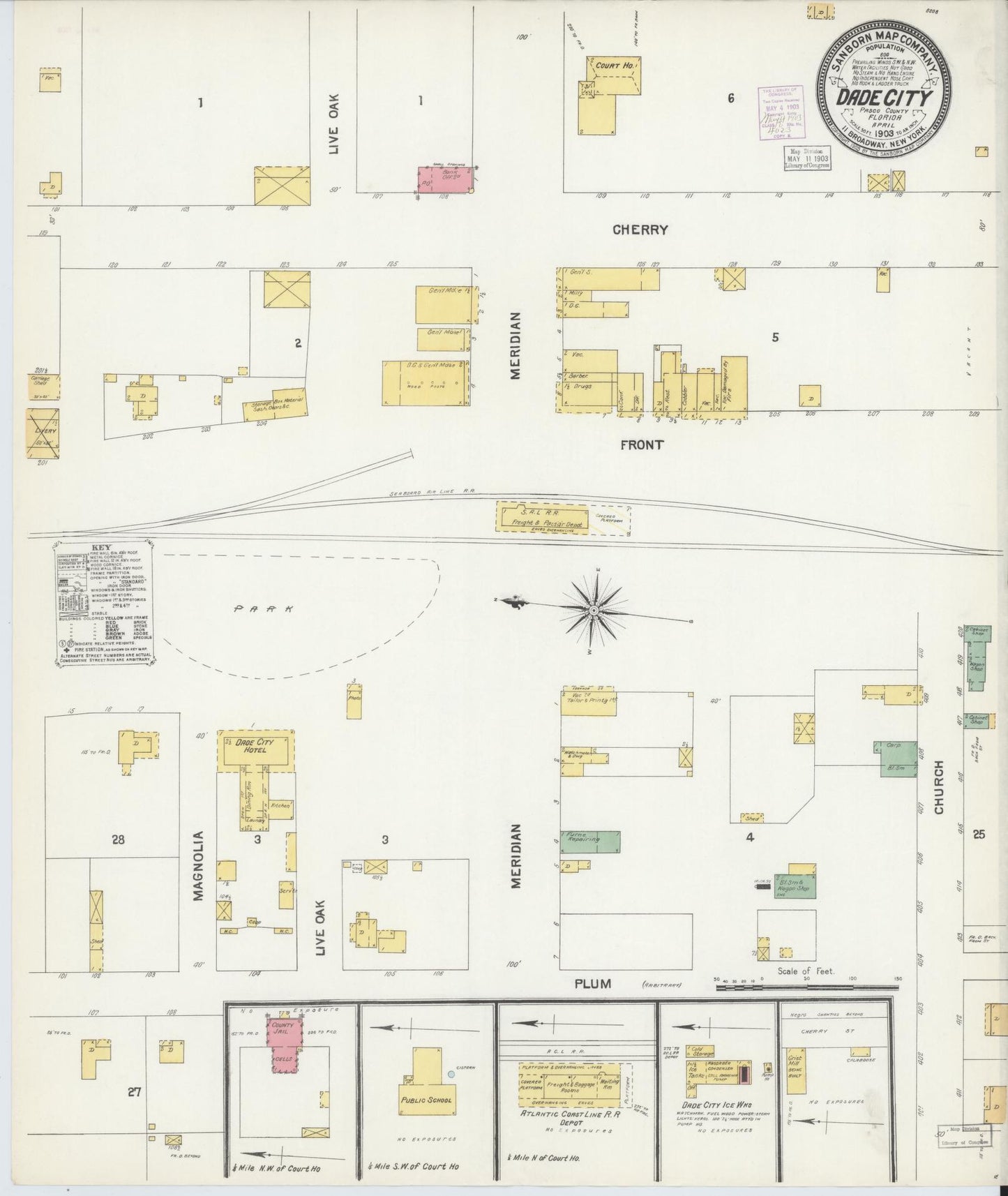 Sanborn Fire Insurance Map from Dade City, Pasco County, Florida. (1903) – Historic Sanborn Fire Insurance Map Print