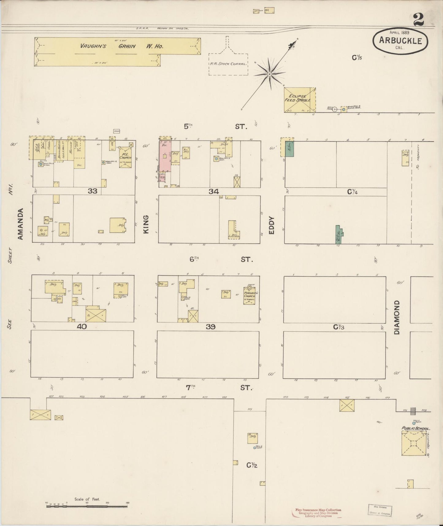 Sanborn Fire Insurance Map from Arbuckle, Colusa County, California (1889), Sheet #0002 - Historic Sanborn Fire Insurance Map Print, vintage old map wall art, antique decor, genealogy gift, California California map