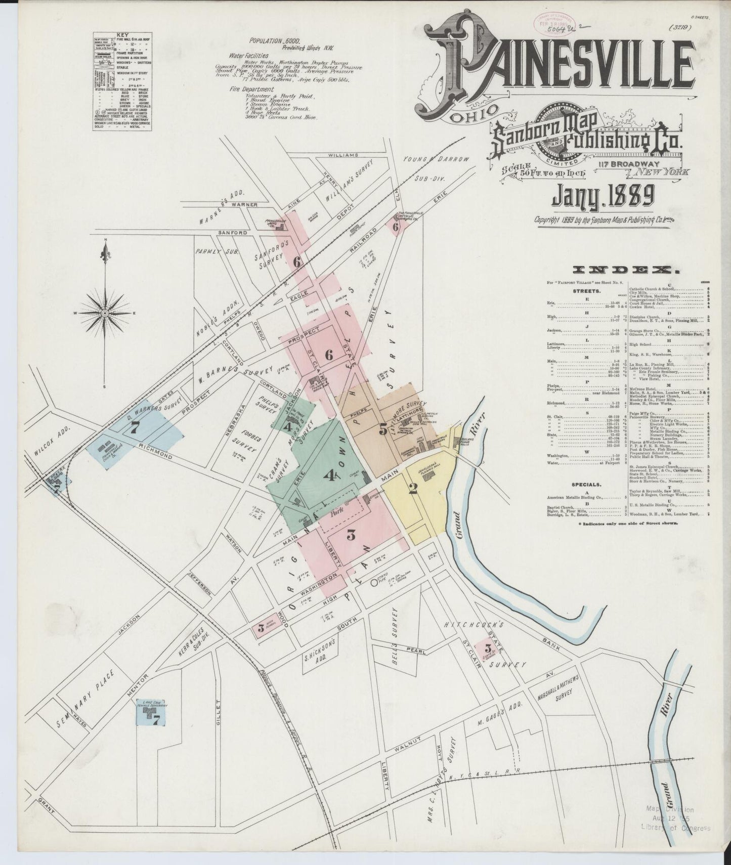 Sanborn Fire Insurance Map from Painesville, Lake County, Ohio (1889), Sheet #0001 - Historic Sanborn Fire Insurance Map Print, vintage old map wall art, antique decor, genealogy gift, Ohio Ohio map