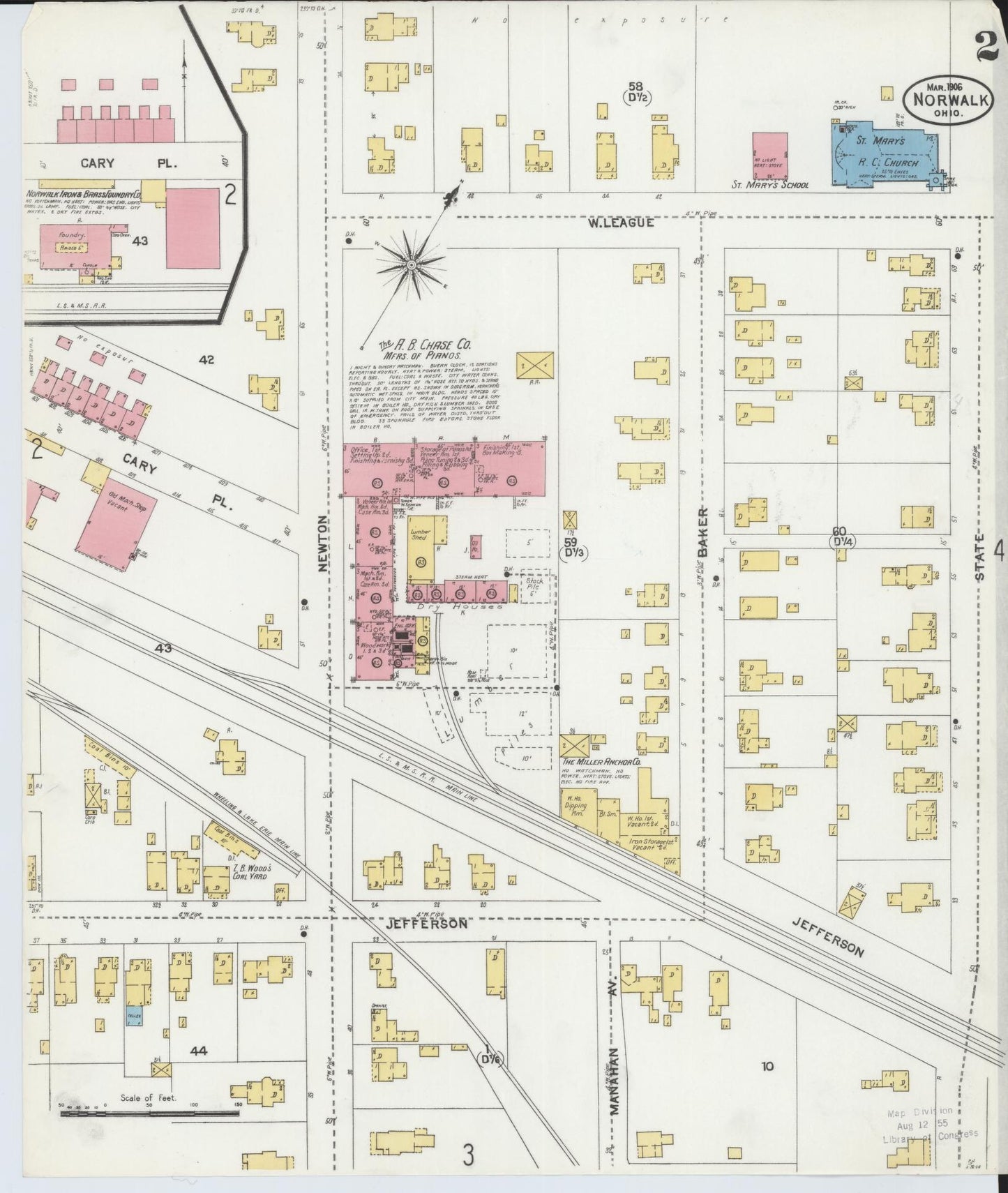 Sanborn Fire Insurance Map from Norwalk, Huron County, Ohio (1906), Sheet #0002 - Historic Sanborn Fire Insurance Map Print, vintage old map wall art, antique decor, genealogy gift, Ohio Ohio map