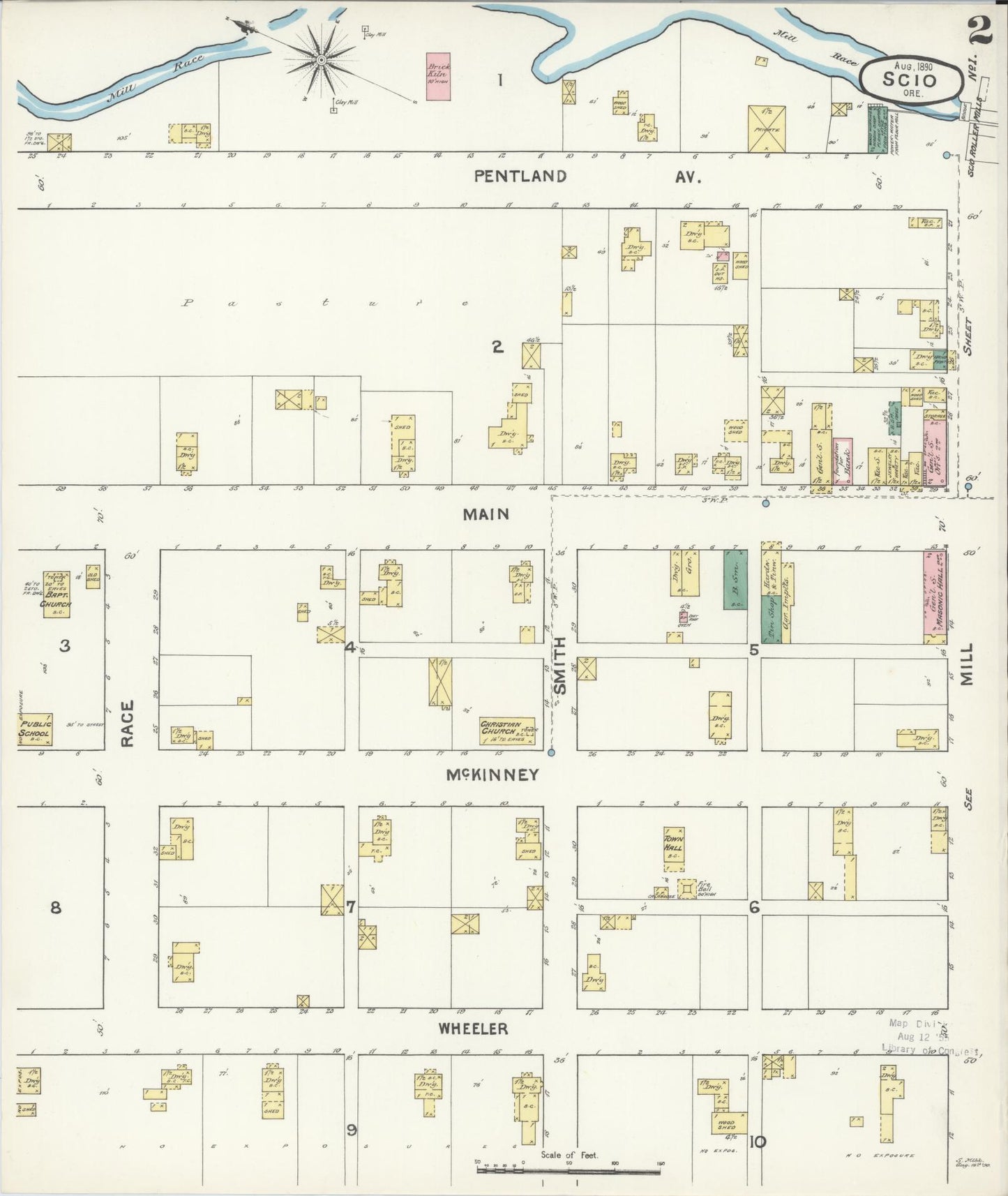 Sanborn Fire Insurance Map from Scio, Linn County, Oregon (1890), Sheet #0002 - Historic Sanborn Fire Insurance Map Print, vintage old map wall art, antique decor, genealogy gift, Oregon Oregon map