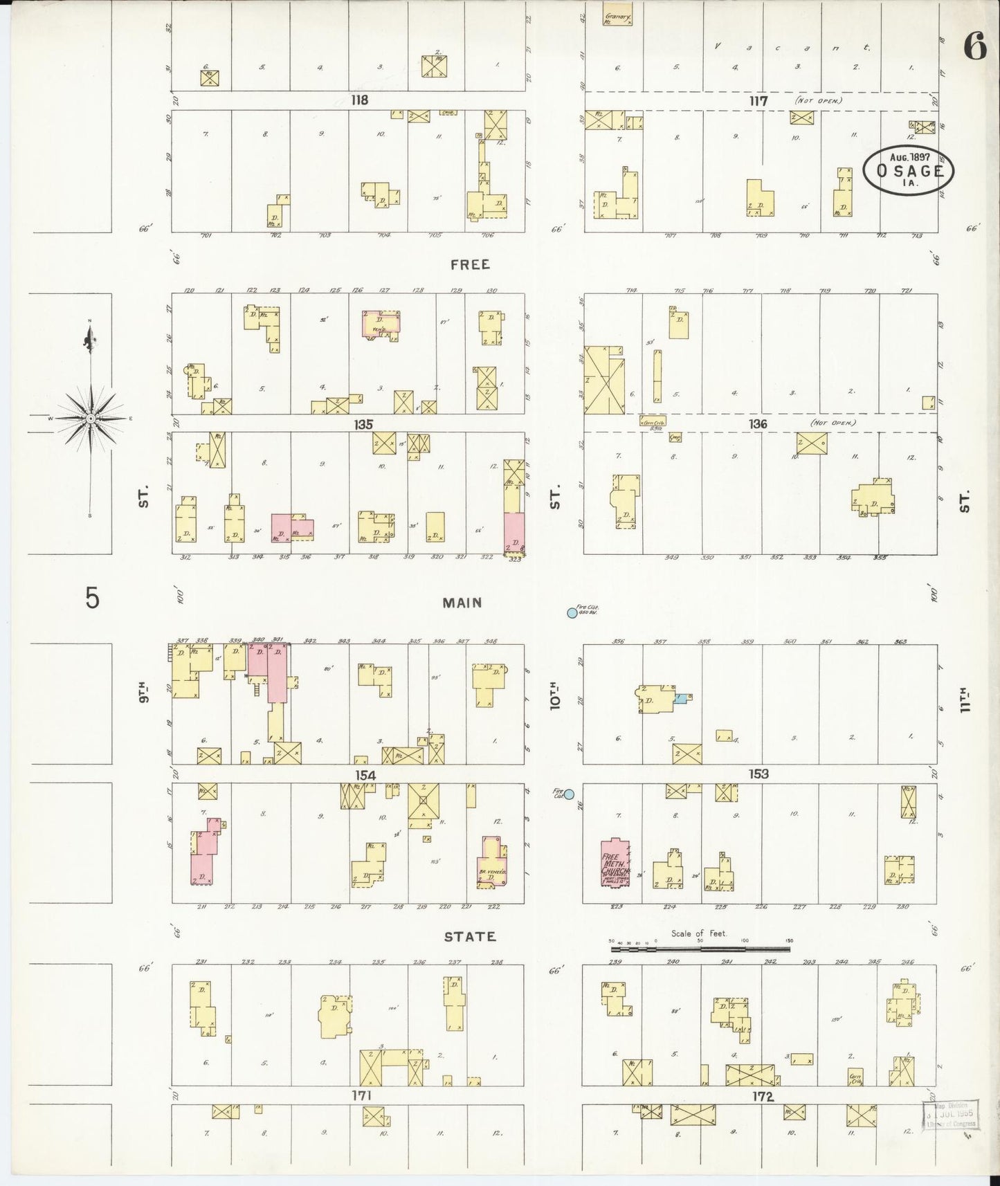 Sanborn Fire Insurance Map from Osage, Mitchell County, Iowa (1897), Sheet #0006 - Historic Sanborn Fire Insurance Map Print