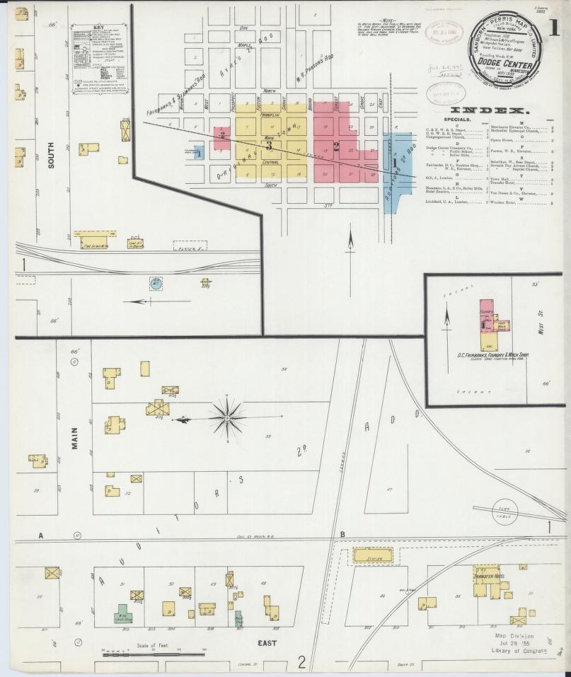 Sanborn Fire Insurance Map from Dodge Center, Dodge County, Minnesota. (1899) – Map View
