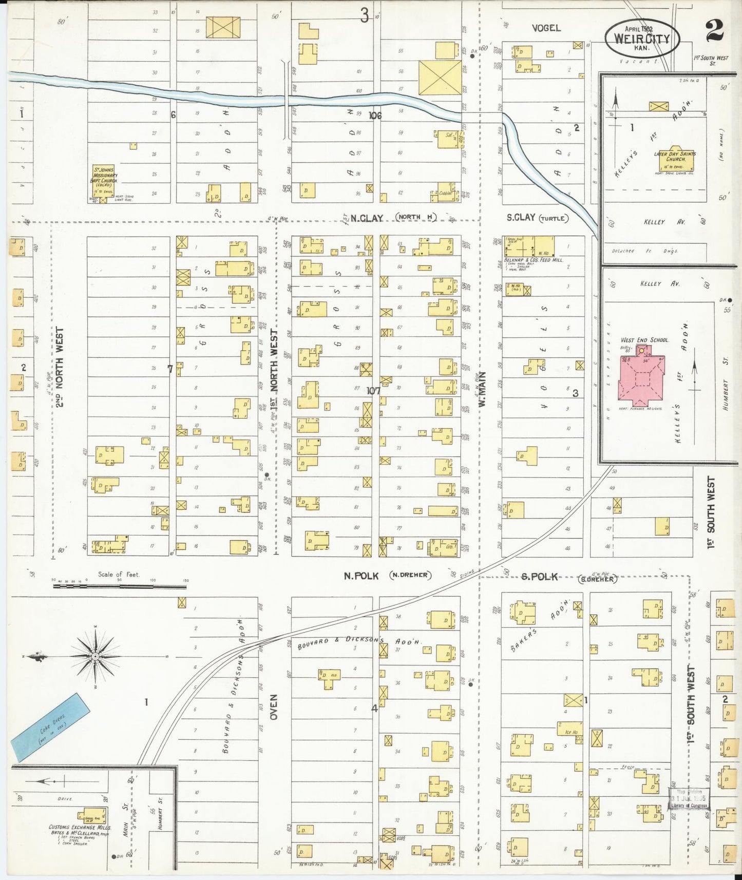 Sanborn Fire Insurance Map from Weir, Cherokee County, Kansas (1902), Sheet #0002 - Historic Sanborn Fire Insurance Map Print, vintage old map wall art, antique decor, genealogy gift, Kansas Kansas map