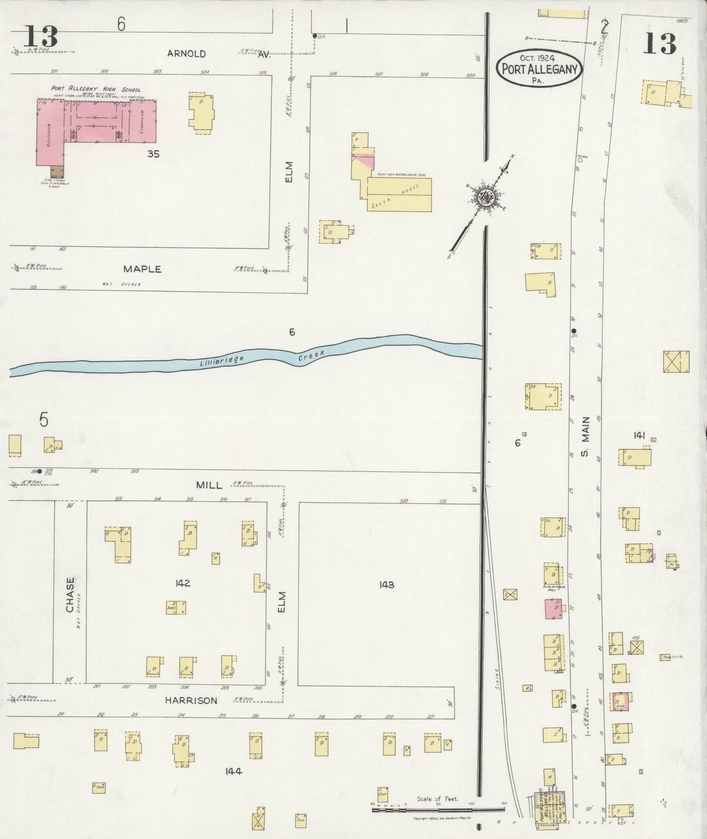 Sanborn Fire Insurance Map from Port Allegany, McKean County, Pennsylvania (1924), Sheet #0013 - Complete Map Set gallery image, historic Sanborn map, vintage wall art, Pennsylvania Pennsylvania