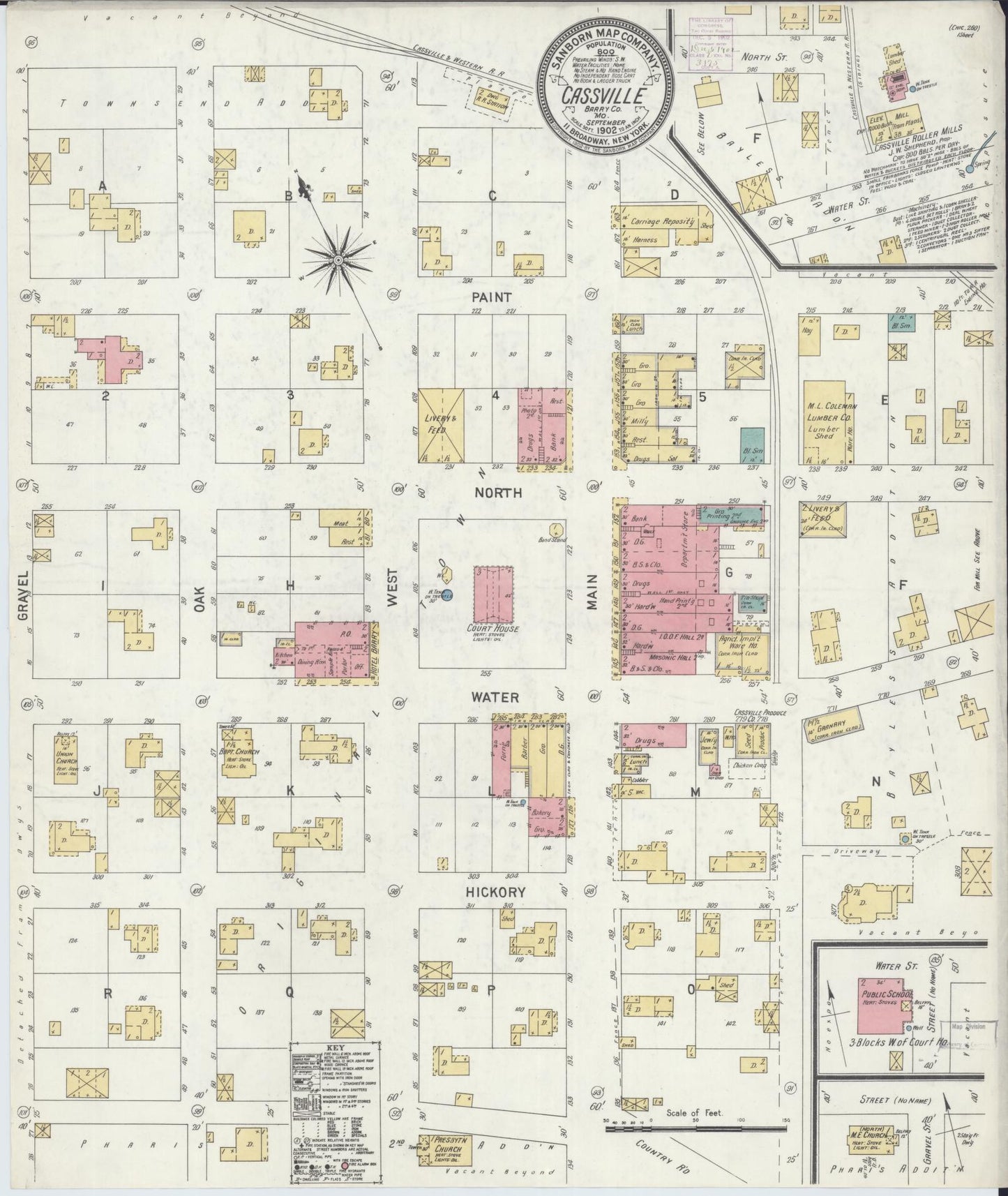 Sanborn Fire Insurance Map from Cassville, Barry County, Missouri. (1902) – Historic Sanborn Fire Insurance Map Print