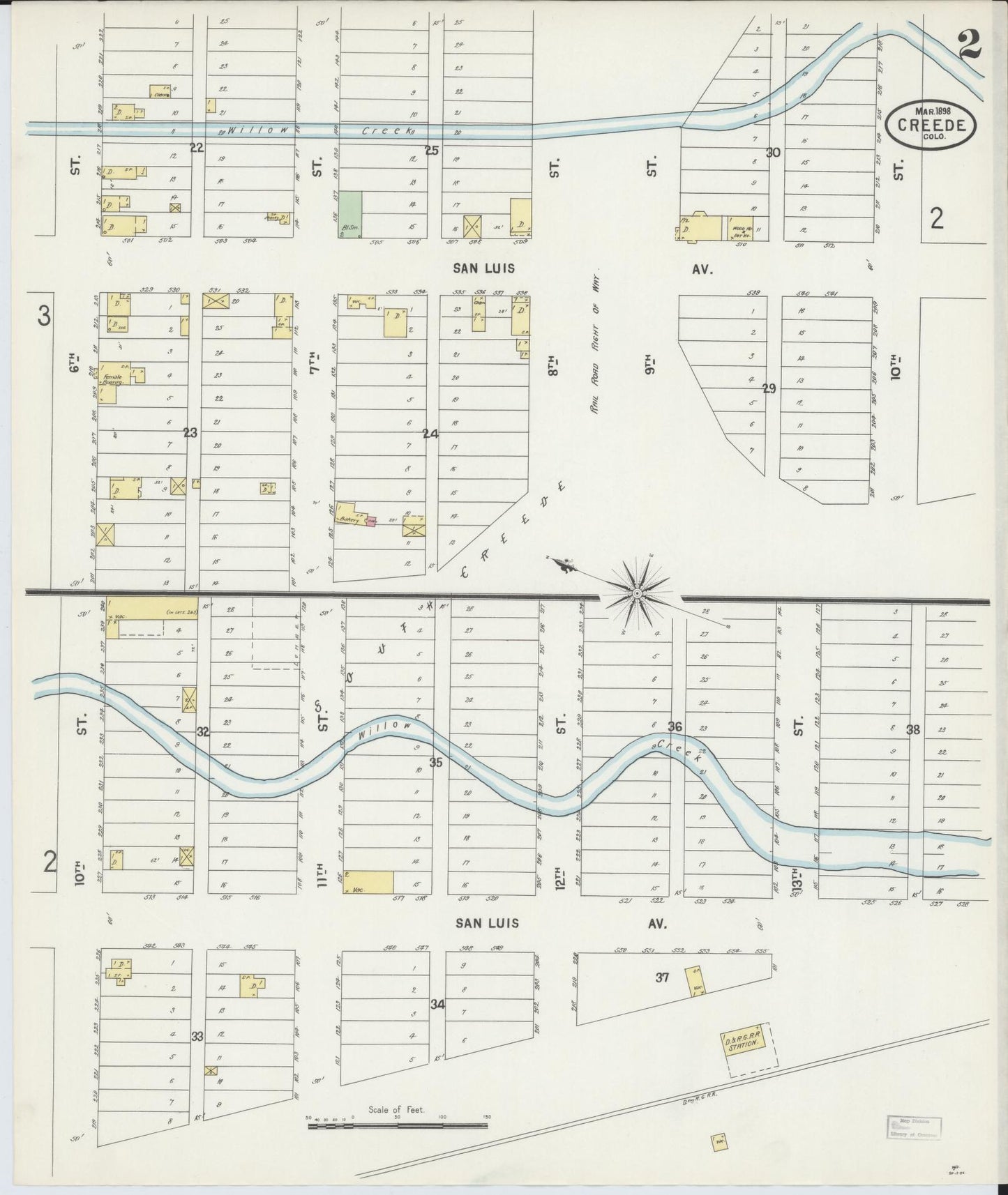 Sanborn Fire Insurance Map from Creede, Mineral County, Colorado (1898), Sheet #0002 - Historic Sanborn Fire Insurance Map Print, vintage old map wall art, antique decor, genealogy gift, Colorado Colorado map