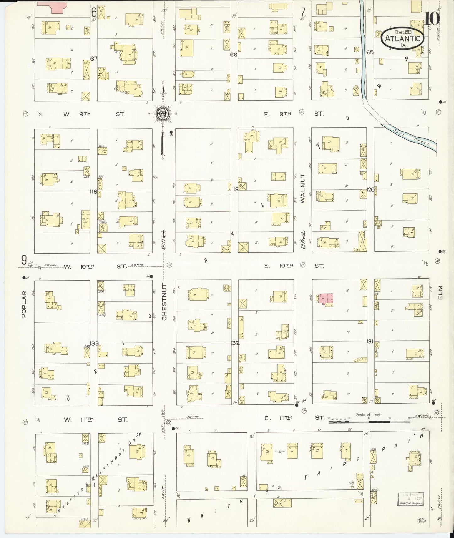 Sanborn Fire Insurance Map from Atlantic, Cass County, Iowa (1913), Sheet #0010 - Historic Sanborn Fire Insurance Map Print, vintage old map wall art