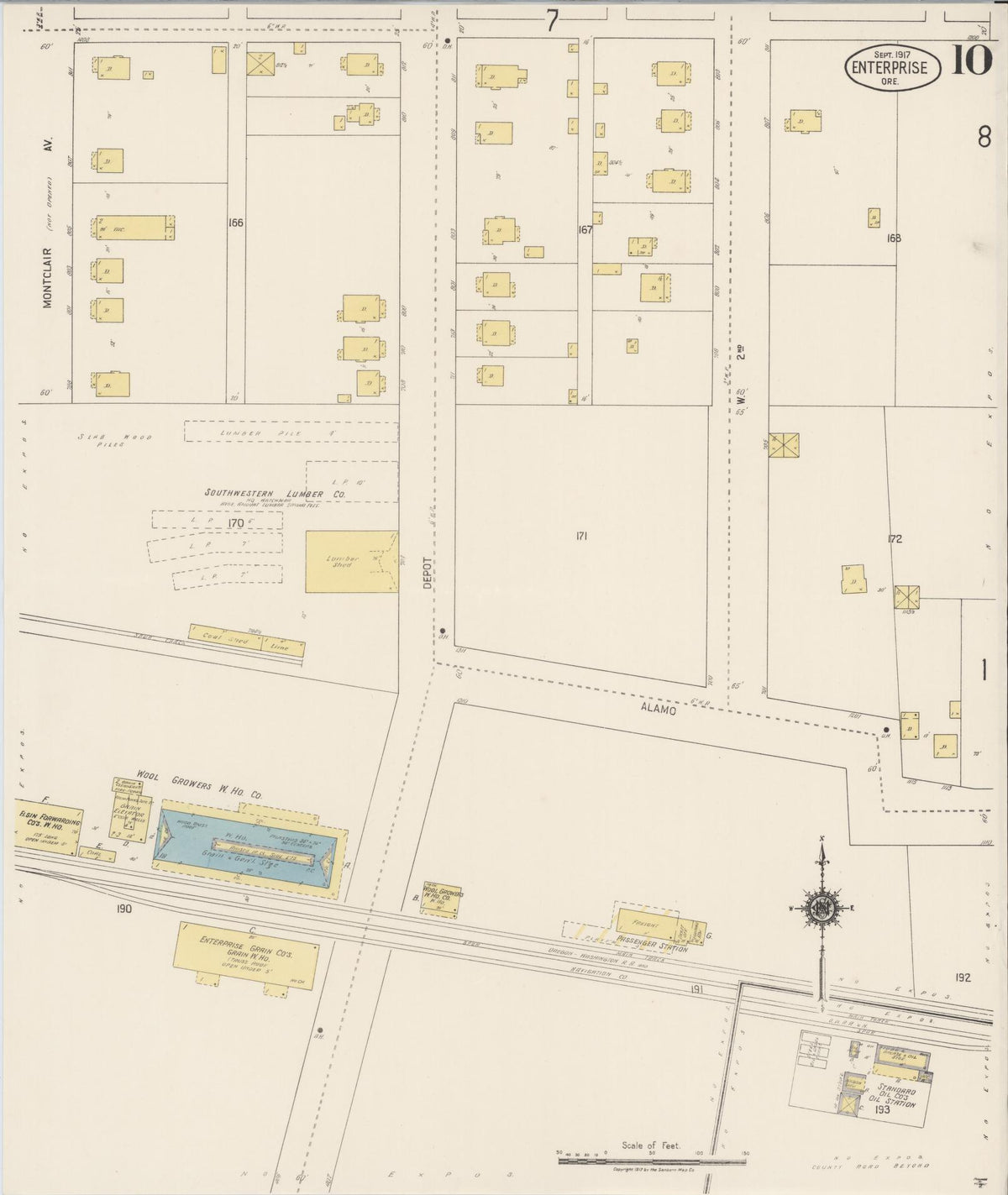 Sanborn Fire Insurance Map from Enterprise, Wallowa County, Oregon (1917), Sheet #0010 - Historic Sanborn Fire Insurance Map Print, vintage old map wall art, antique decor, genealogy gift, Oregon Oregon map
