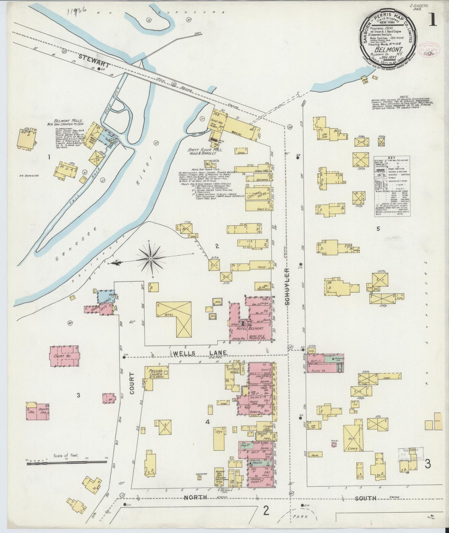 Sanborn Fire Insurance Map from Belmont, Allegany County, New York. (1897) – Historic Sanborn Fire Insurance Map Print
