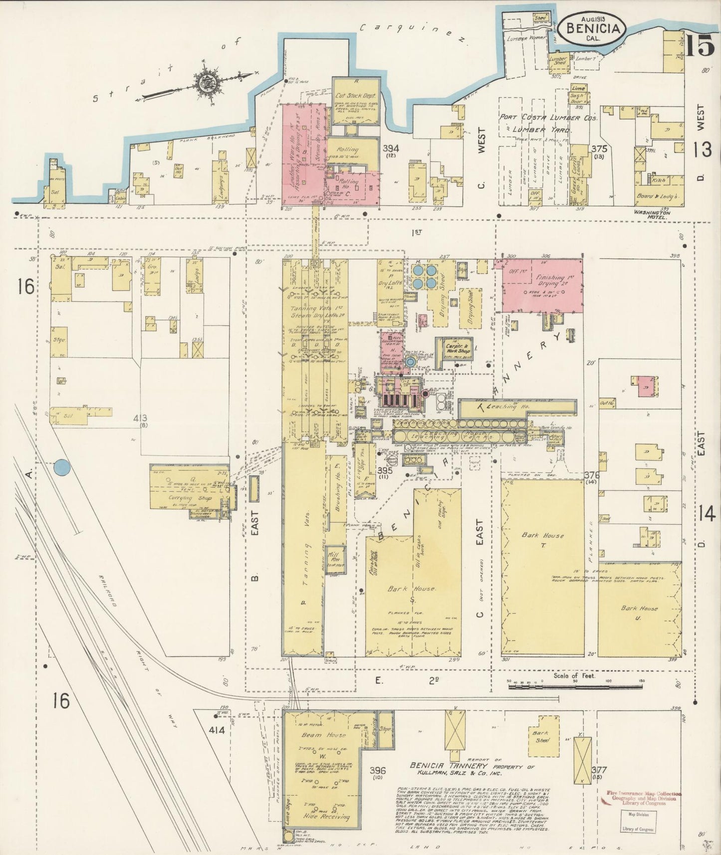 Sanborn Fire Insurance Map from Benicia, Solano County, California (1913), Sheet #0015 - Historic Sanborn Fire Insurance Map Print, vintage old map wall art, antique decor, genealogy gift, California California map