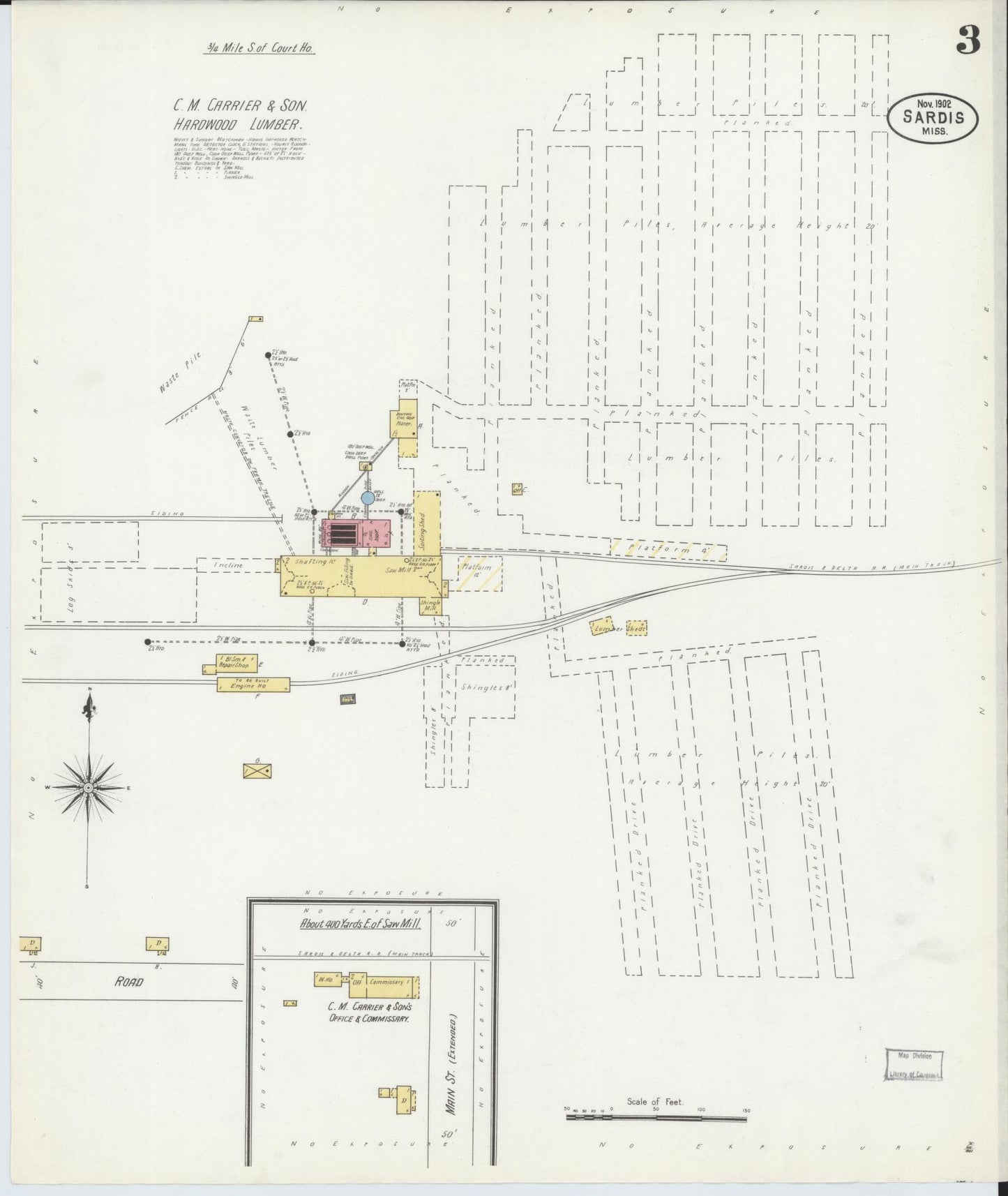 Sanborn Fire Insurance Map from Sardis, Panola County, Mississippi (1902), Sheet #0003 - Historic Sanborn Fire Insurance Map Print, vintage old map wall art, antique decor, genealogy gift, Mississippi Mississippi map