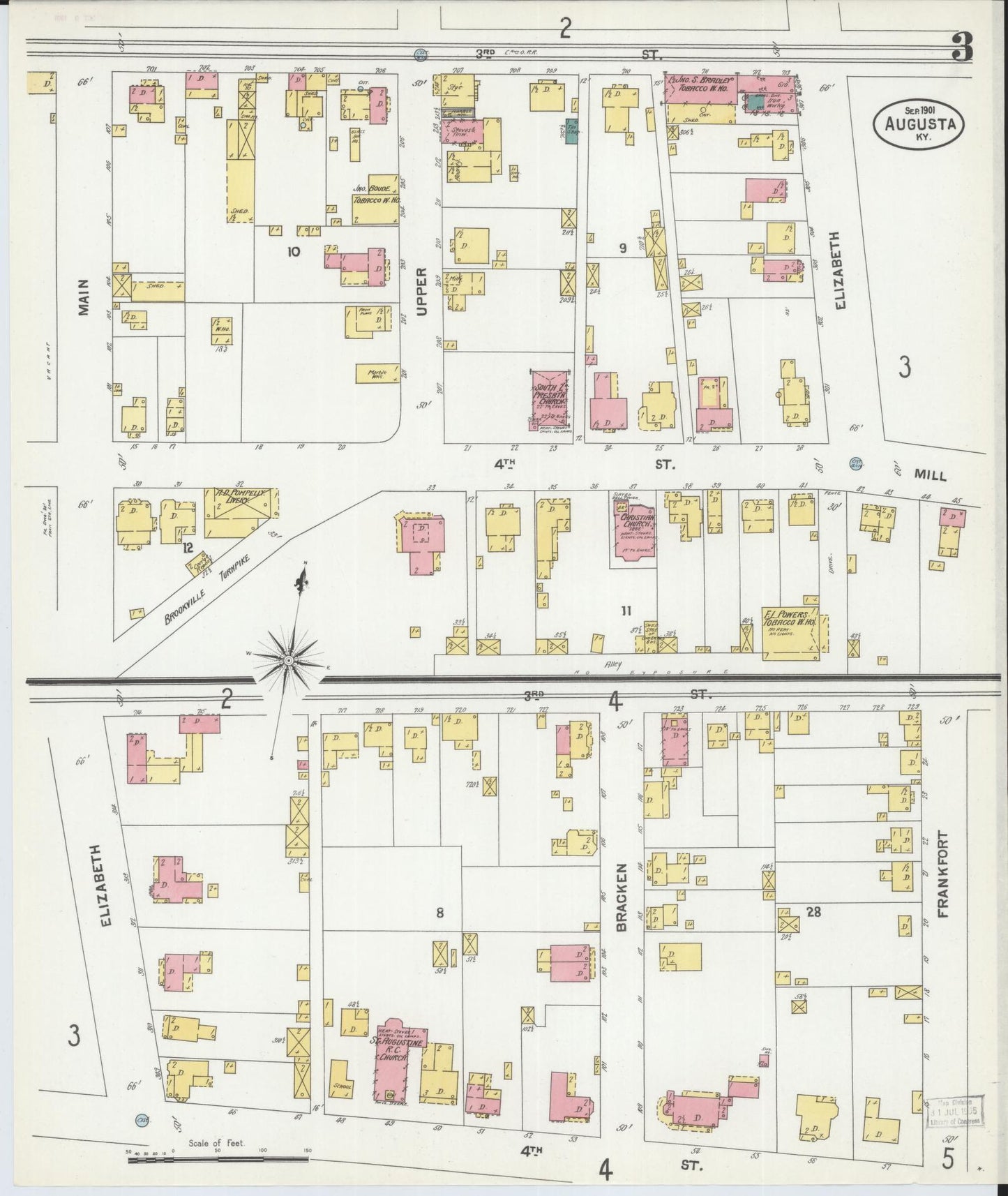 Sanborn Fire Insurance Map from Augusta, Bracken County, Kentucky (1901), Sheet #0003 - Historic Sanborn Fire Insurance Map Print, vintage old map wall art, antique decor, genealogy gift, Kentucky Kentucky map