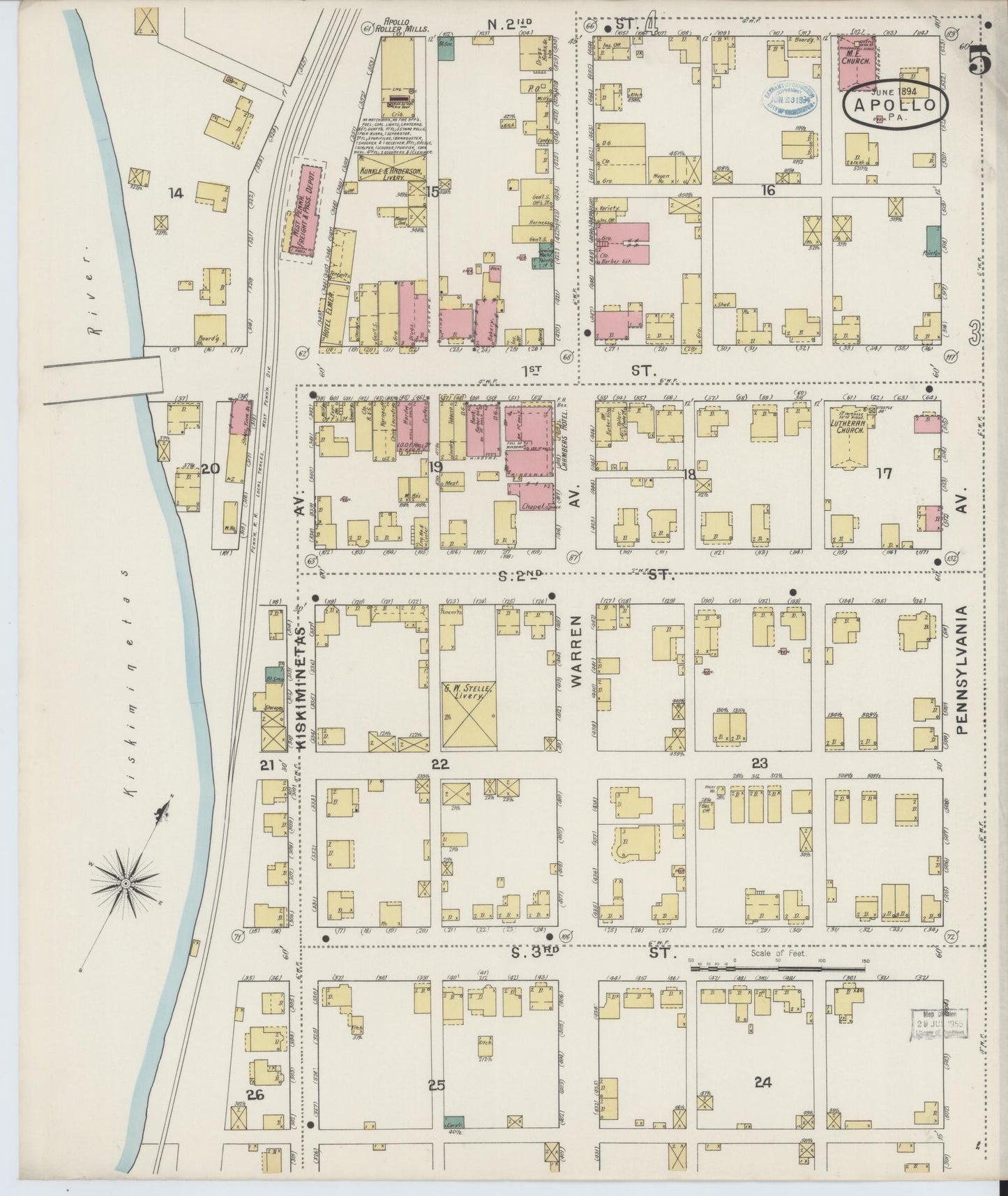 Sanborn Fire Insurance Map from Apollo, Armstrong County, Pennsylvania (1894), Sheet #0005 - Historic Sanborn Fire Insurance Map Print, vintage old map wall art, antique decor, genealogy gift, Pennsylvania Pennsylvania map