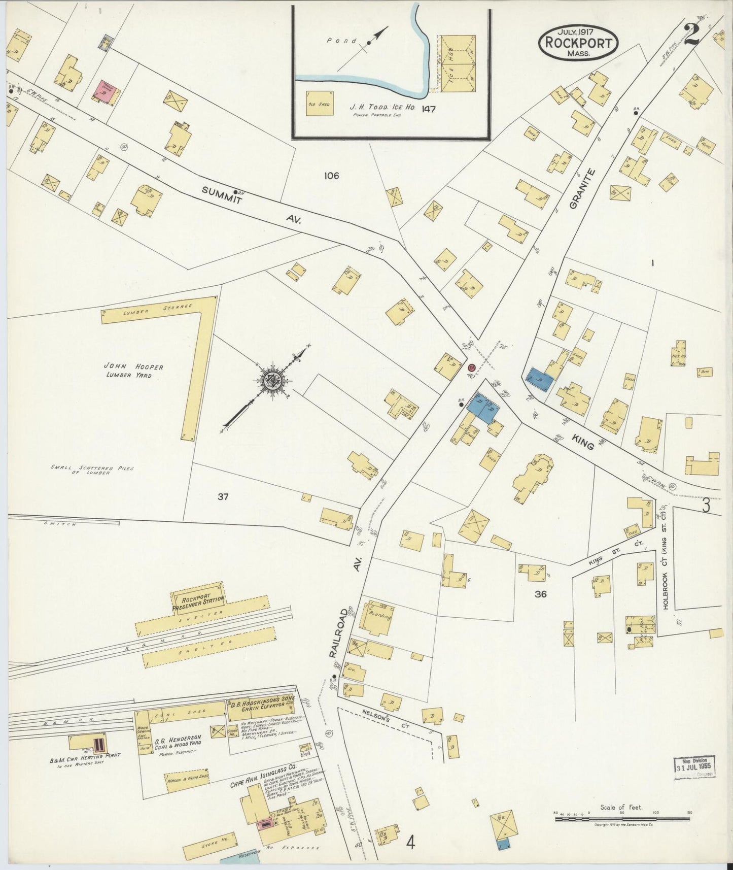 Sanborn Fire Insurance Map from Rockport, Essex County, Massachusetts (1917), Sheet #0002 - Historic Sanborn Fire Insurance Map Print, vintage old map wall art, antique decor, genealogy gift, Massachusetts Massachusetts map