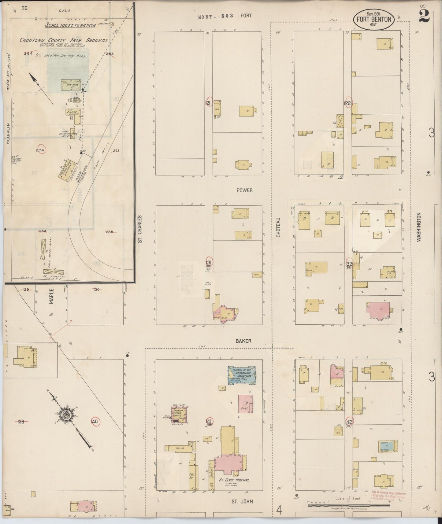 Sanborn Fire Insurance Map from Fort Benton, Chouteau County, Montana (1939), Sheet #0002 - Historic Sanborn Fire Insurance Map Print, vintage old map wall art, antique decor, genealogy gift, Montana Montana map
