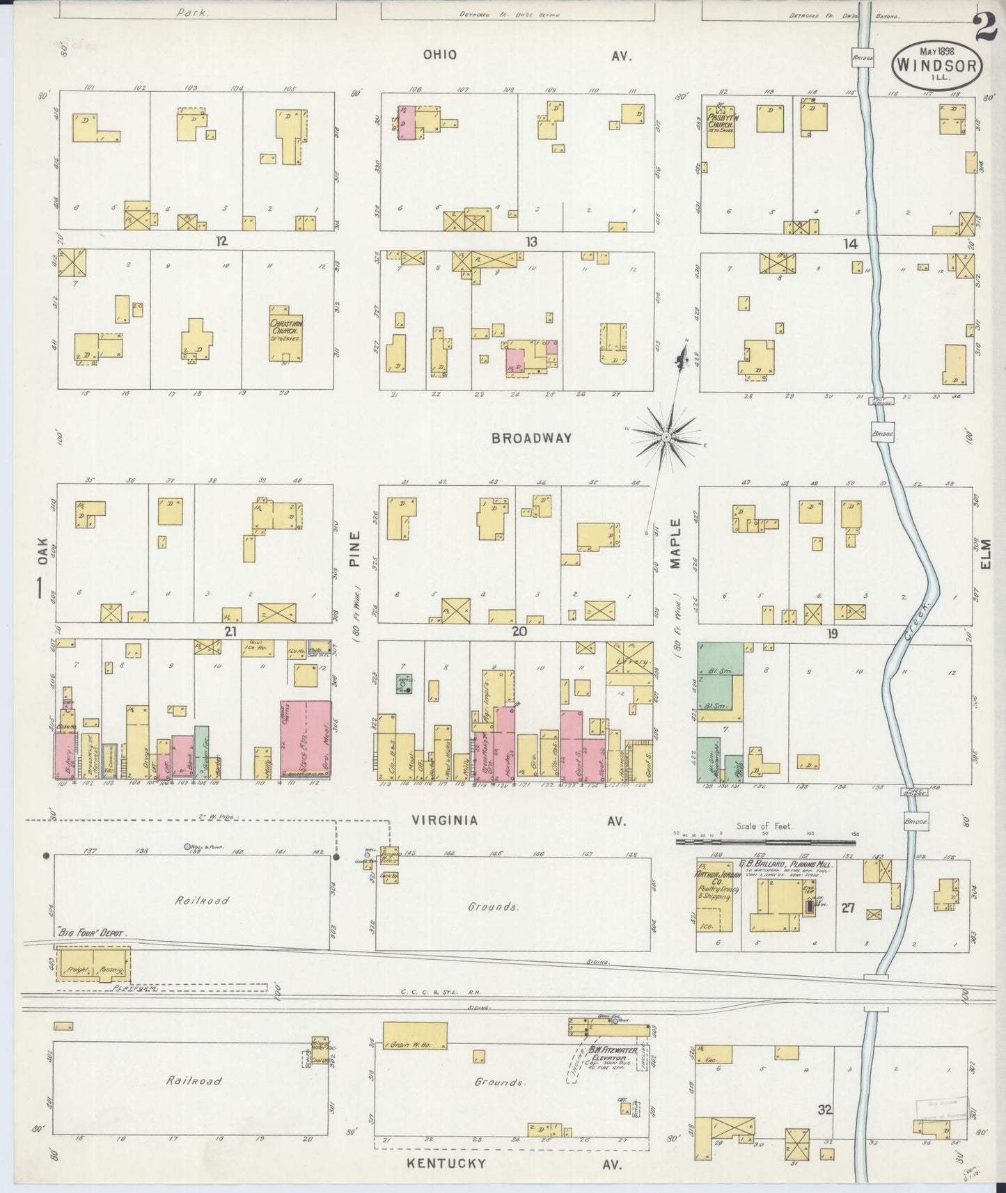 Sanborn Fire Insurance Map from Windsor, Shelby County, Illinois (1898), Sheet #0002 - Complete Map Set gallery image, historic Sanborn map, vintage wall art, Illinois Illinois