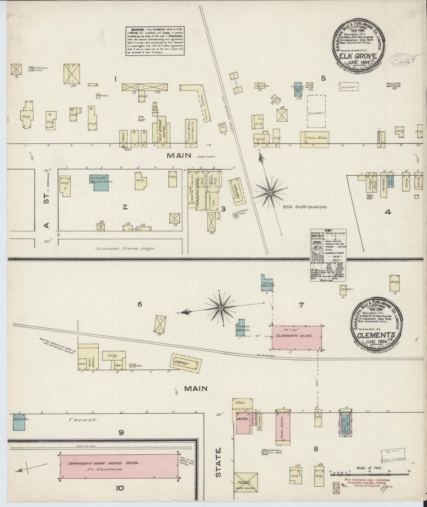 Sanborn Fire Insurance Map from Elk Grove, Sacramento County, California (1884), Sheet #0001 - Historic Sanborn Fire Insurance Map Print, vintage old map wall art, antique decor, genealogy gift, California California map