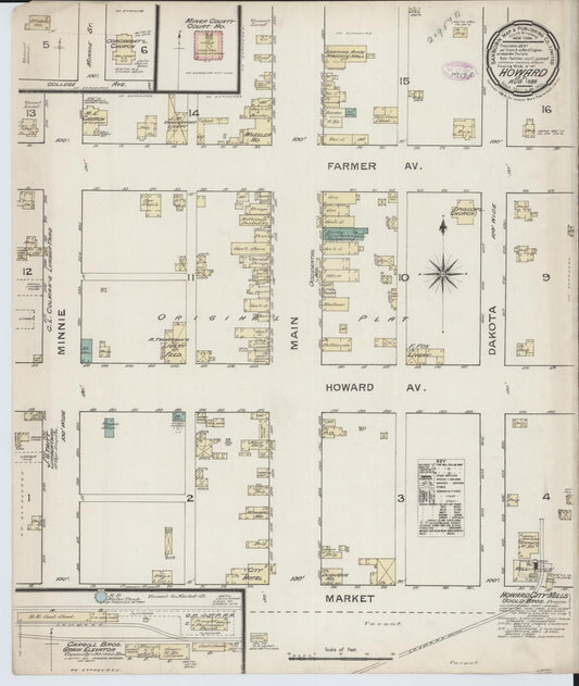 Sanborn Fire Insurance Map from Howard, Miner County, South Dakota. (1886) – Historic Sanborn Fire Insurance Map Print