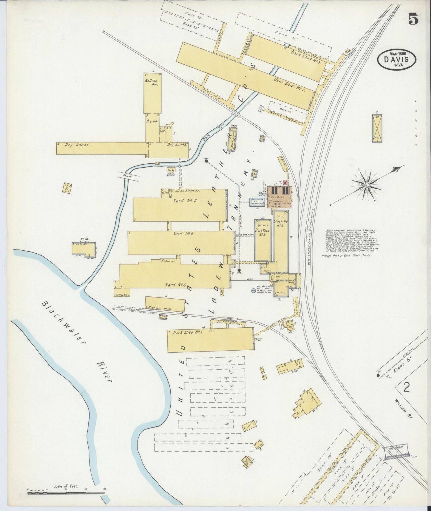 Sanborn Fire Insurance Map from Davis, Tucker County, West Virginia (1899), Sheet #0005 - Historic Sanborn Fire Insurance Map Print, vintage old map wall art, antique decor, genealogy gift, West Virginia West Virginia map