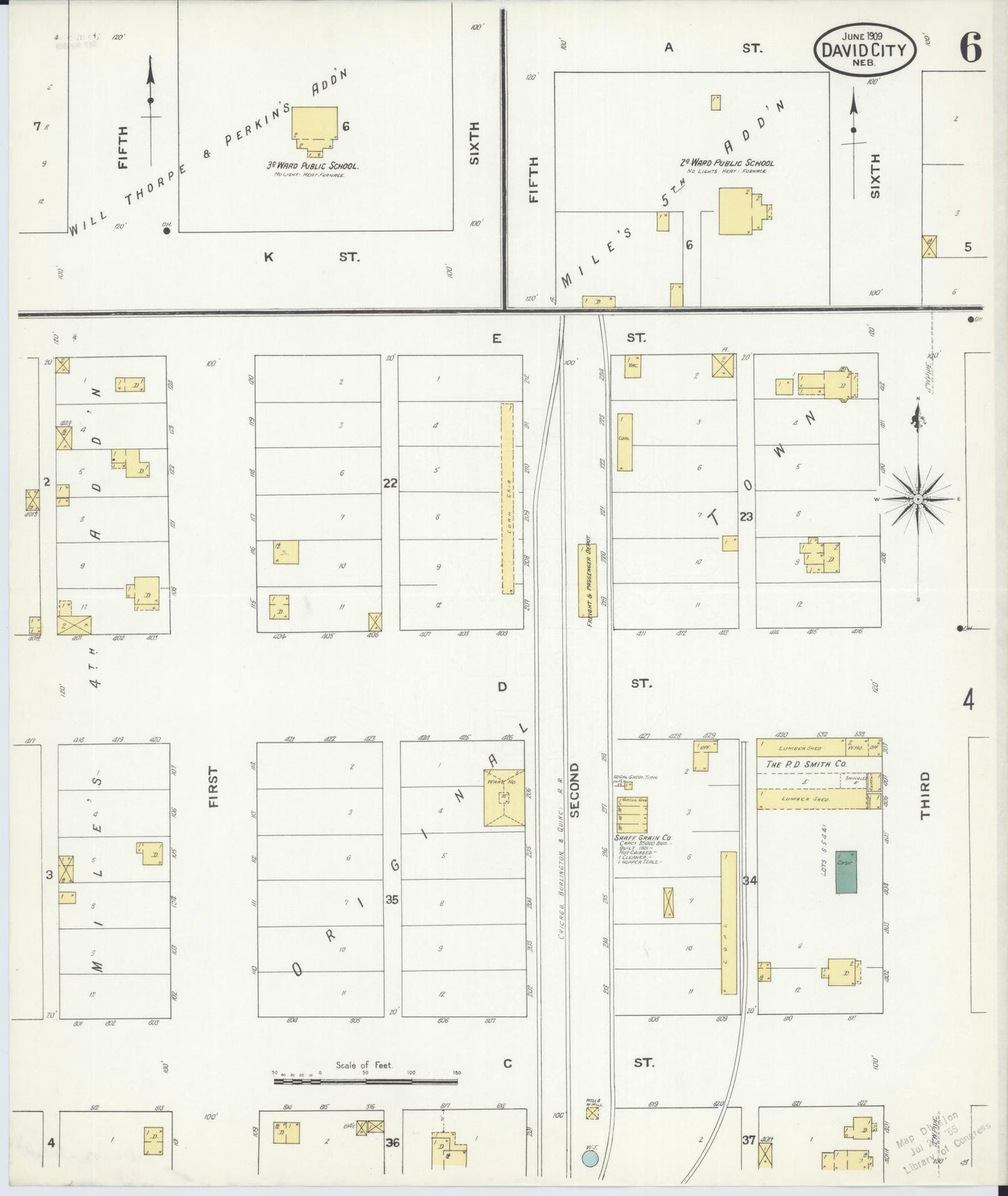Sanborn Fire Insurance Map from David City, Butler County, Nebraska (1909), Sheet #0006 - Complete Map Set gallery image, historic Sanborn map, vintage wall art, Nebraska Nebraska
