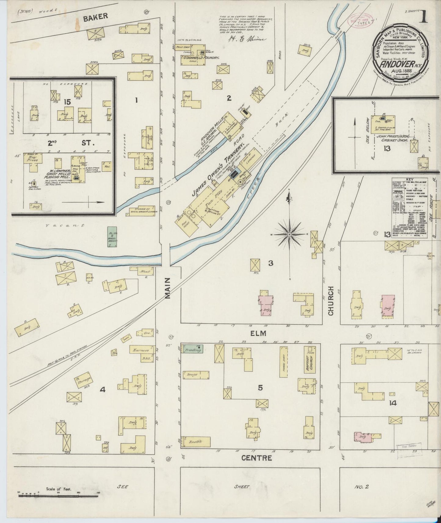 Sanborn Fire Insurance Map from Andover, Allegany County, New York. (1888) – Historic Sanborn Fire Insurance Map Print