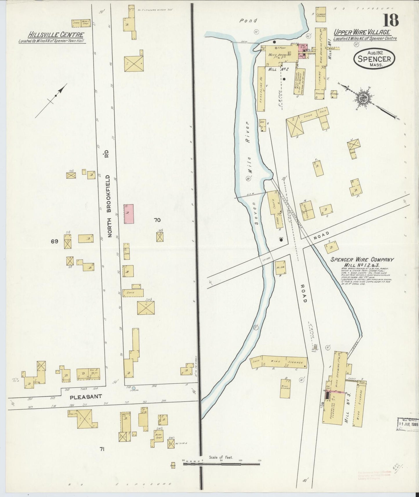 Sanborn Fire Insurance Map from Spencer, Worcester County, Massachusetts (1912), Sheet #0018 - Historic Sanborn Fire Insurance Map Print, vintage old map wall art, antique decor, genealogy gift, Massachusetts Massachusetts map