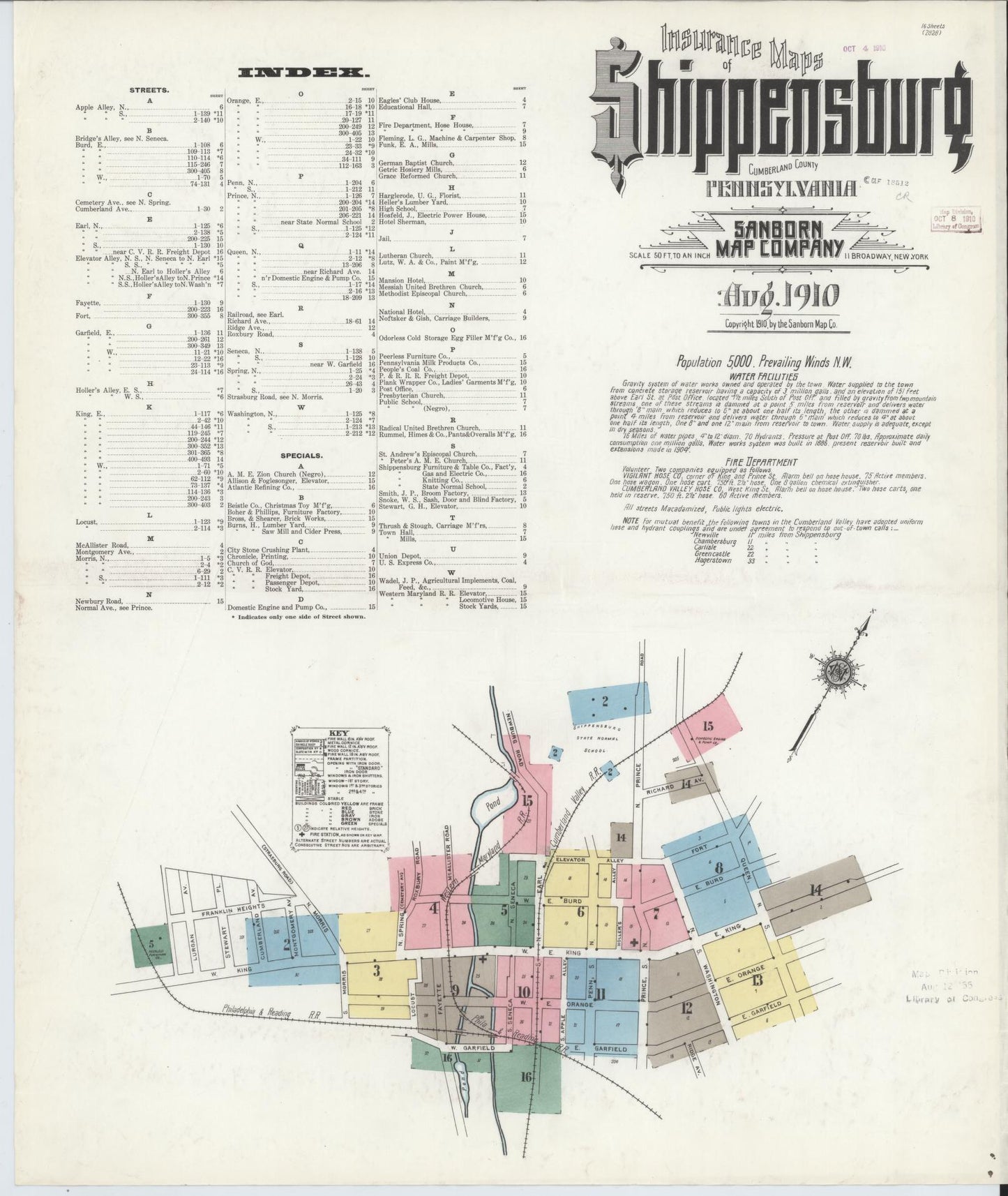 Sanborn Fire Insurance Map from Shippensburg, Cumberland And Franklin Counties, Pennsylvania. (1910) – Historic Sanborn Fire Insurance Map Print