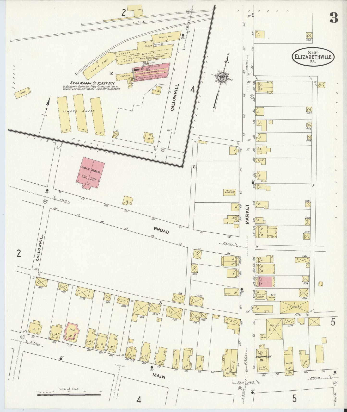 Sanborn Fire Insurance Map from Elizabethville, Dauphin County, Pennsylvania (1911), Sheet #0003 - Historic Sanborn Fire Insurance Map Print, vintage old map wall art, antique decor, genealogy gift, Pennsylvania Pennsylvania map