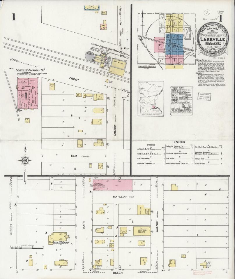 Sanborn Fire Insurance Map from Lakeville, Dakota County, Minnesota. (1930) – Map View