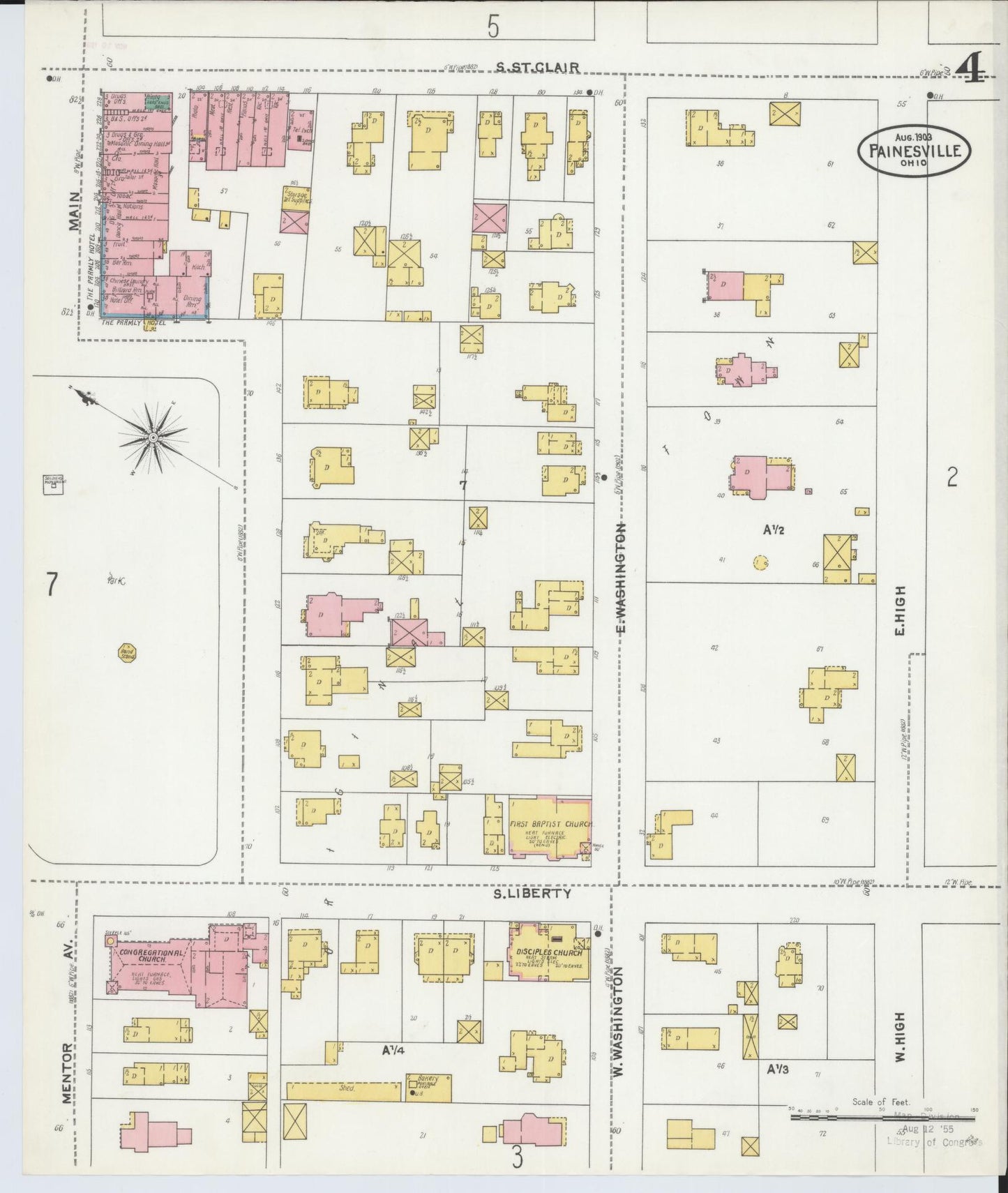 Sanborn Fire Insurance Map from Painesville, Lake County, Ohio (1904), Sheet #0004 - Historic Sanborn Fire Insurance Map Print, vintage old map wall art, antique decor, genealogy gift, Ohio Ohio map