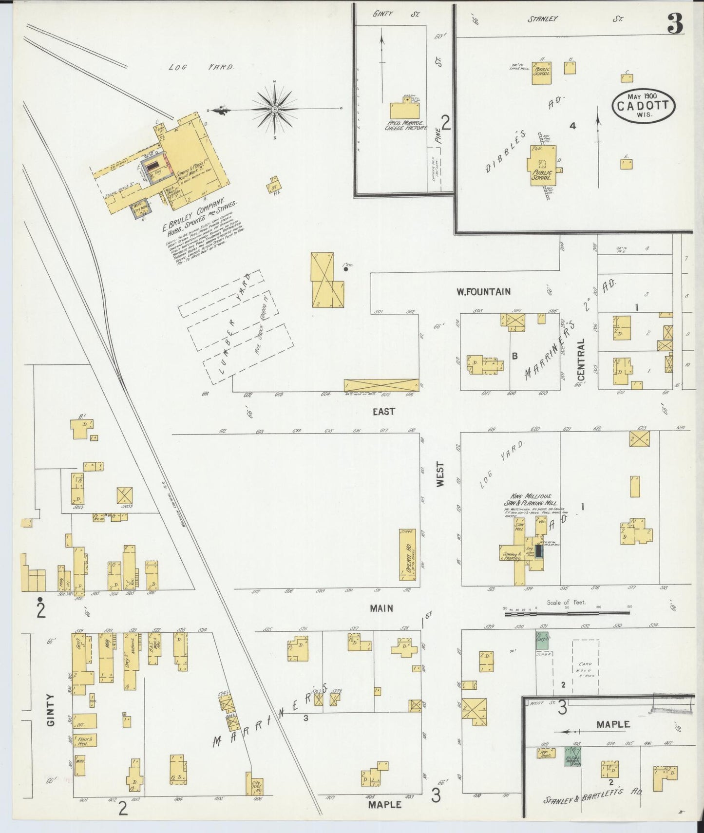 Sanborn Fire Insurance Map from Cadott, Chippewa County, Wisconsin (1900), Sheet #0003 - Complete Map Set gallery image, historic Sanborn map, vintage wall art, Wisconsin Wisconsin