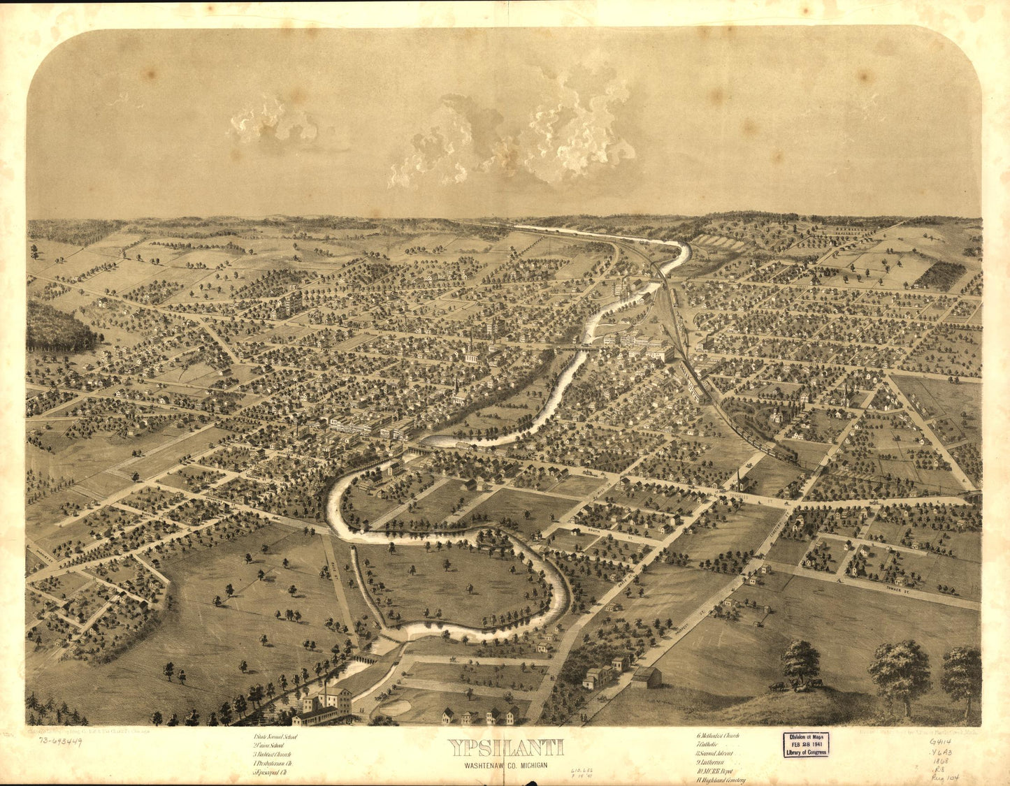 Ypsilanti, Washtenaw Co., Michigan. (1868) – Historic Bird’s-Eye View Panorama Print