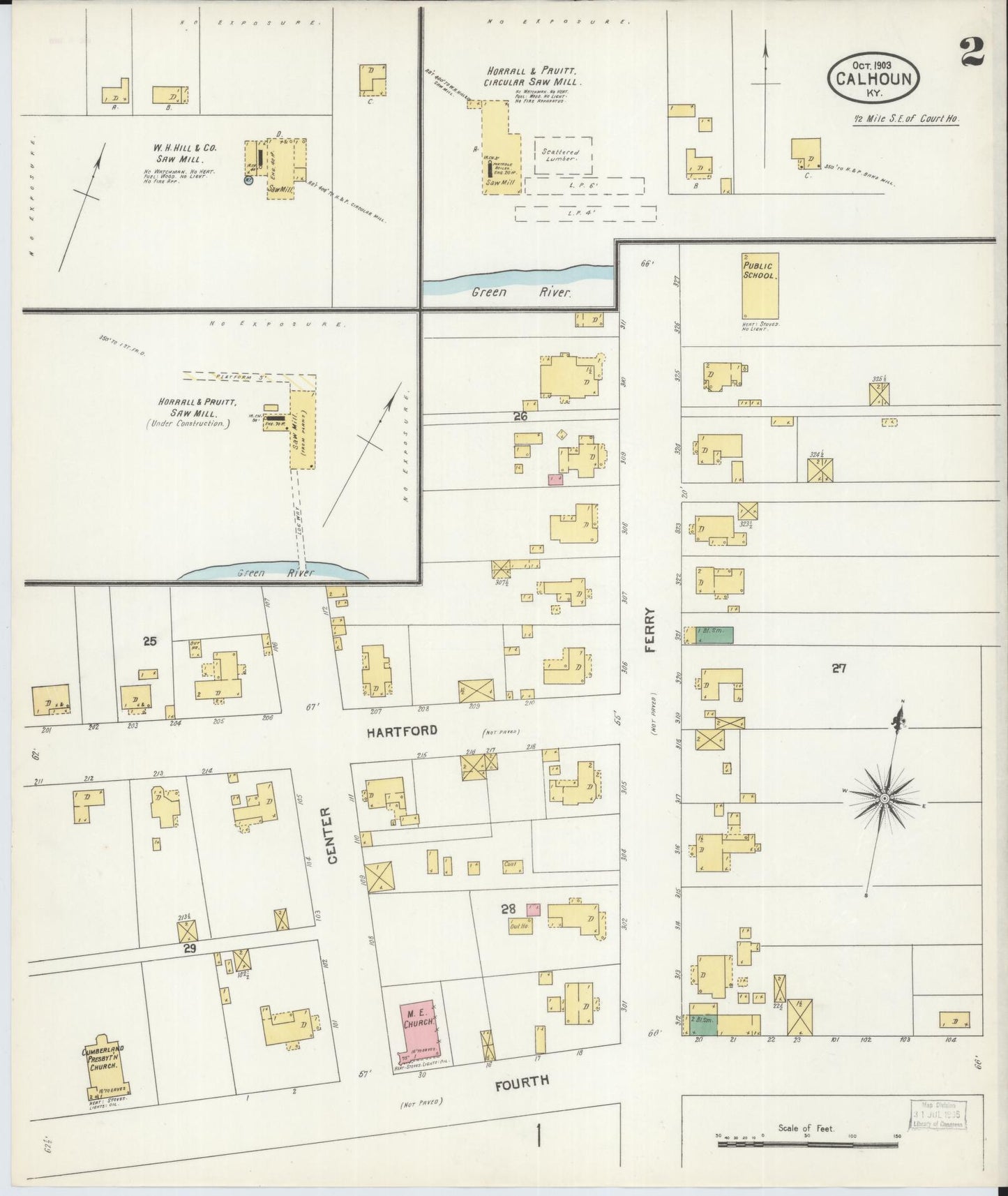 Sanborn Fire Insurance Map from Calhoun, Mclean County, Kentucky (1903), Sheet #0002 - Historic Sanborn Fire Insurance Map Print, vintage old map wall art, antique decor, genealogy gift, Kentucky Kentucky map