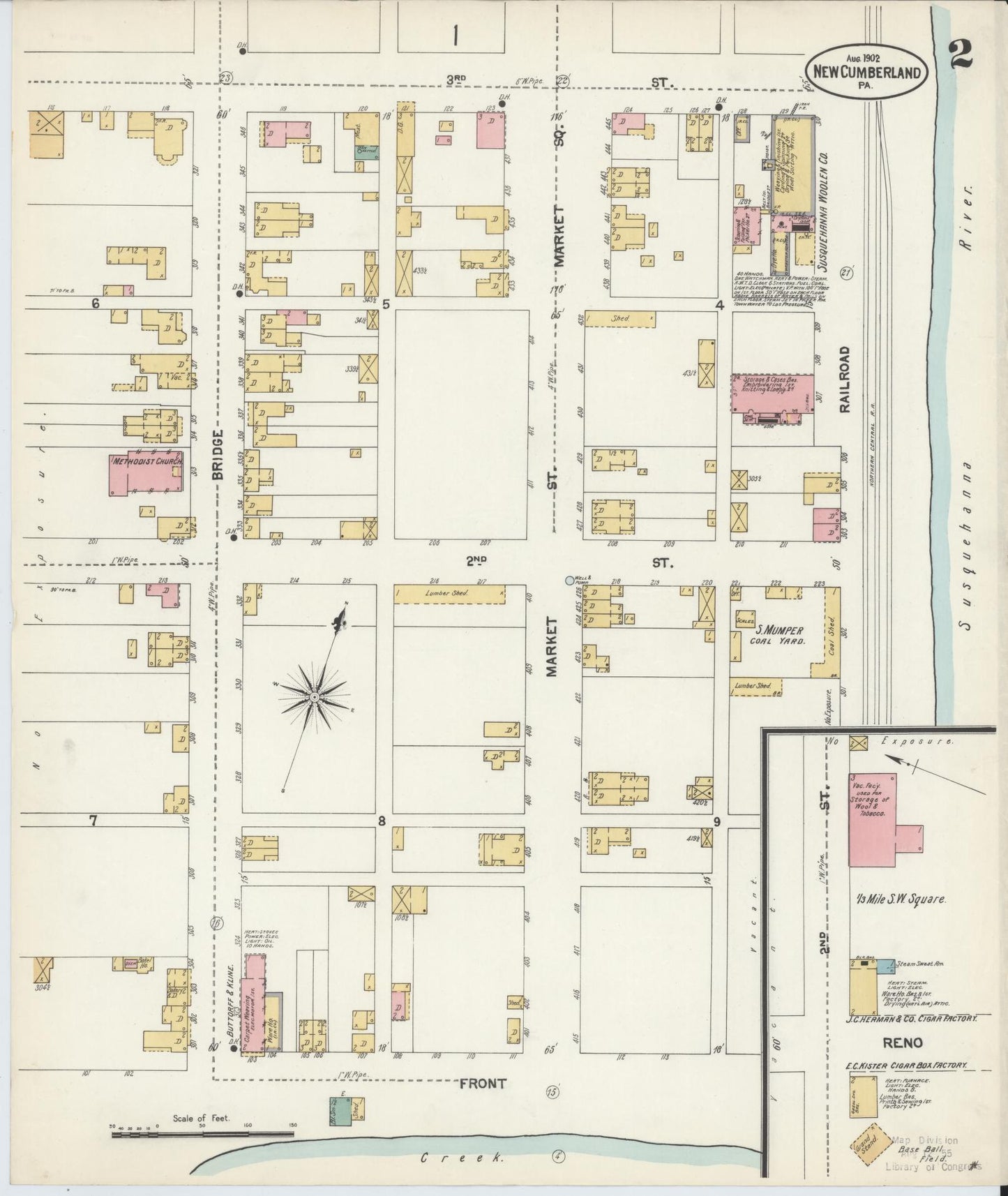 Sanborn Fire Insurance Map from New Cumberland, Cumberland County, Pennsylvania (1902), Sheet #0002 - Complete Map Set gallery image, historic Sanborn map, vintage wall art, Pennsylvania Pennsylvania
