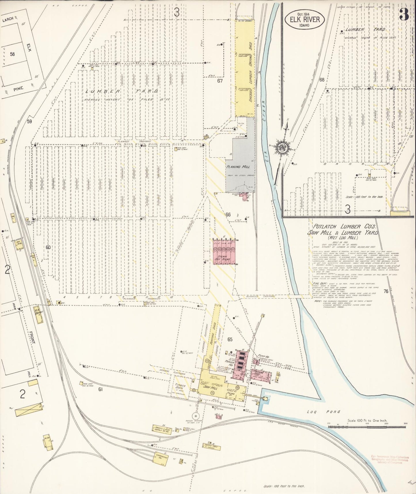 Sanborn Fire Insurance Map from Elk River, Clearwater County, Idaho (1914), Sheet #0003 - Historic Sanborn Fire Insurance Map Print, vintage old map wall art, antique decor, genealogy gift, Idaho Idaho map