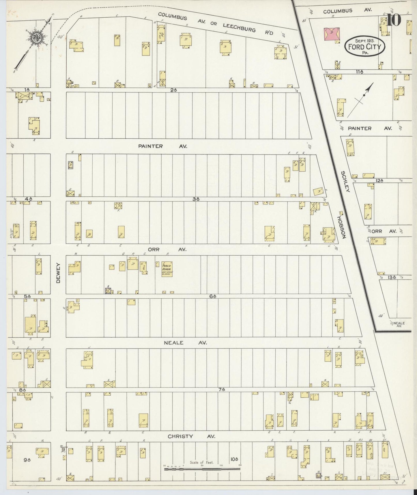 Sanborn Fire Insurance Map from Ford City, Armstrong County, Pennsylvania (1913), Sheet #0010 - Historic Sanborn Fire Insurance Map Print, vintage old map wall art, antique decor, genealogy gift, Pennsylvania Pennsylvania map