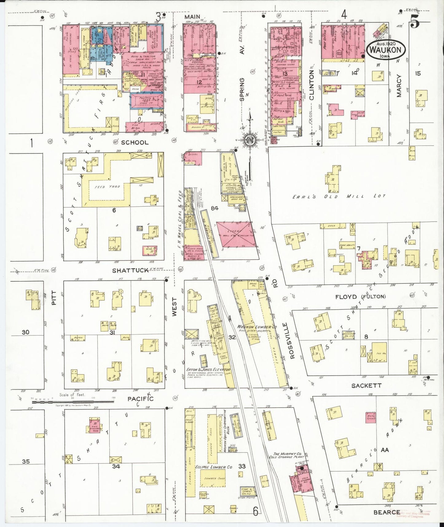 Sanborn Fire Insurance Map from Waukon, Allamakee County, Iowa (1920), Sheet #0005 - Historic Sanborn Fire Insurance Map Print