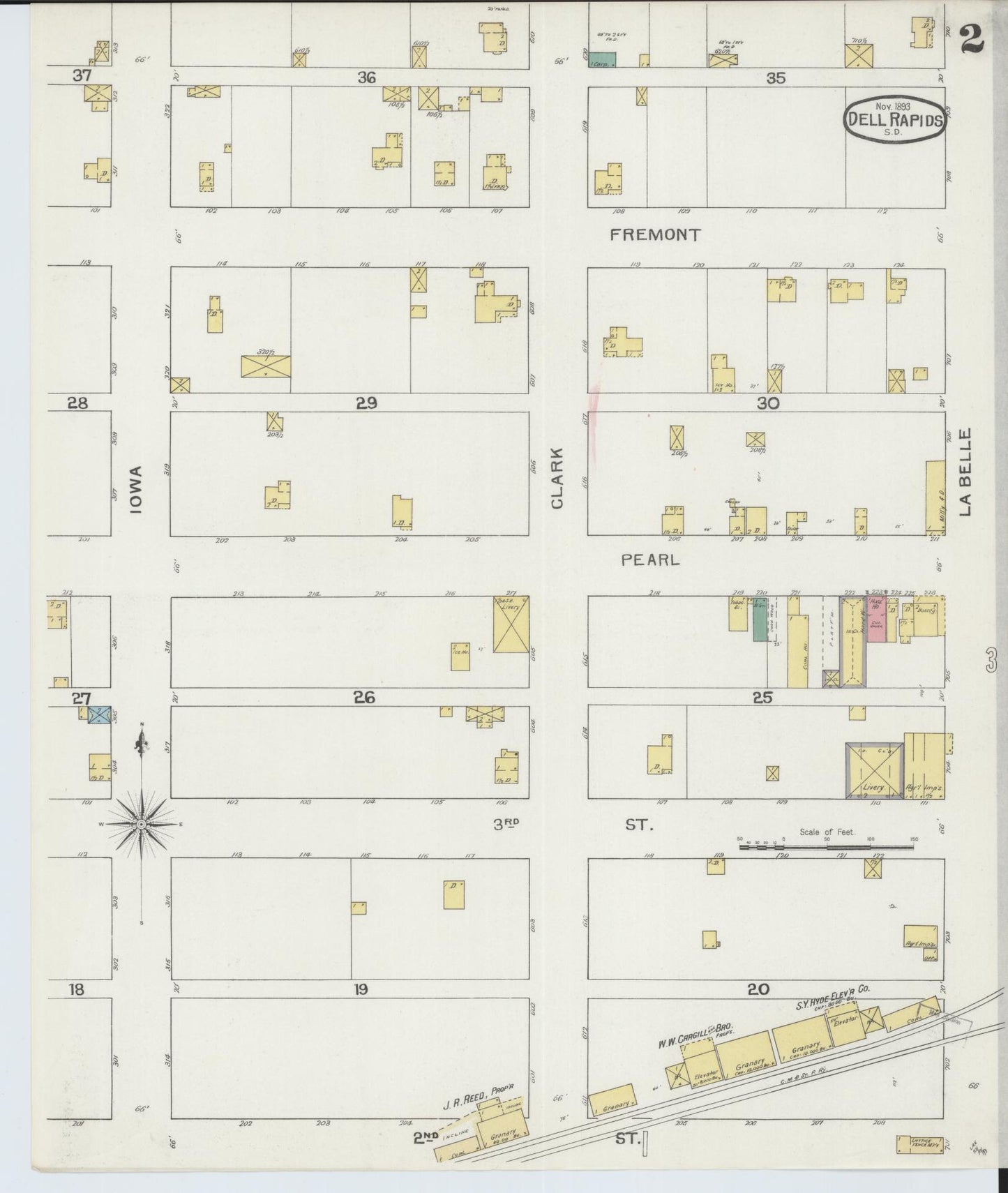 Sanborn Fire Insurance Map from Dell Rapids, Minnehaha County, South Dakota (1893), Sheet #0002 - Historic Sanborn Fire Insurance Map Print, vintage old map wall art, antique decor, genealogy gift, South Dakota South Dakota map