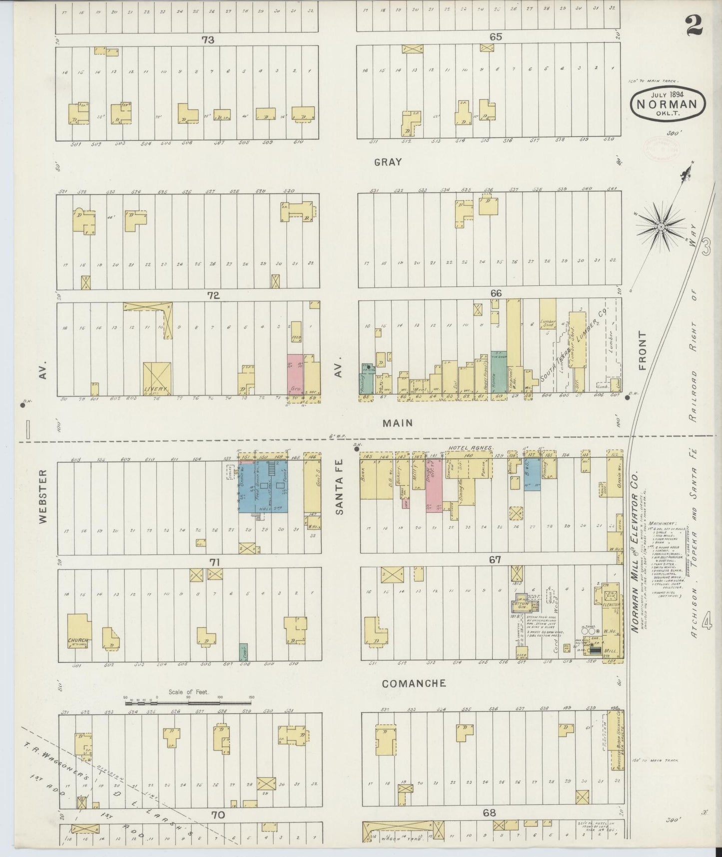 Sanborn Fire Insurance Map from Norman, Cleveland County, Oklahoma (1894), Sheet #0002 - Historic Sanborn Fire Insurance Map Print, vintage old map wall art, antique decor, genealogy gift, Oklahoma Oklahoma map