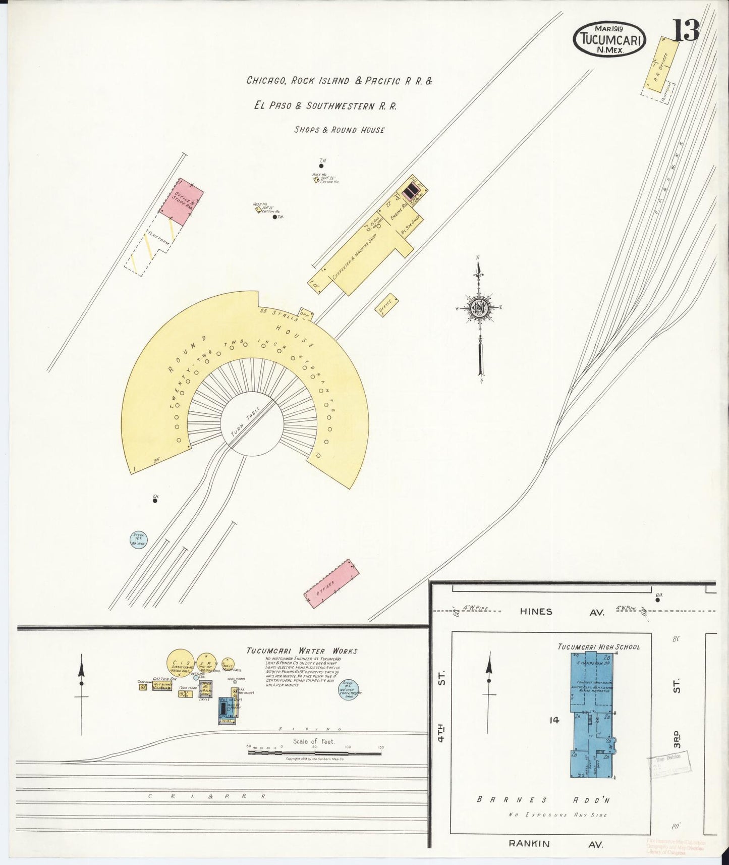 Sanborn Fire Insurance Map from Tucumcari, Quay County, New Mexico (1919), Sheet #0013 - Complete Map Set gallery image, historic Sanborn map, vintage wall art, New Mexico New Mexico