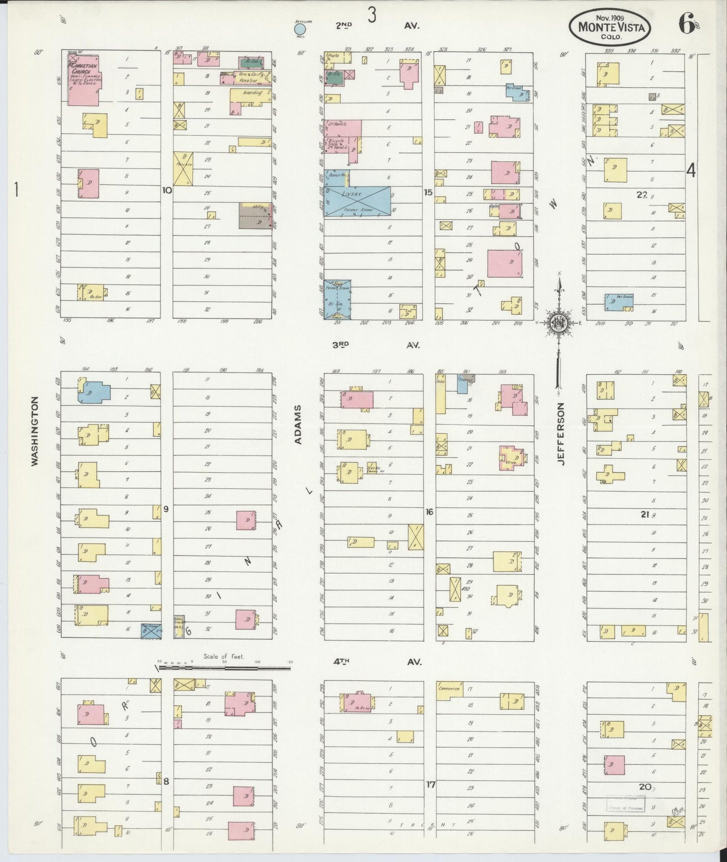Sanborn Fire Insurance Map from Monte Vista, Rio Grande County, Colorado (1909), Sheet #0006 - Complete Map Set gallery image, historic Sanborn map, vintage wall art, Colorado Colorado