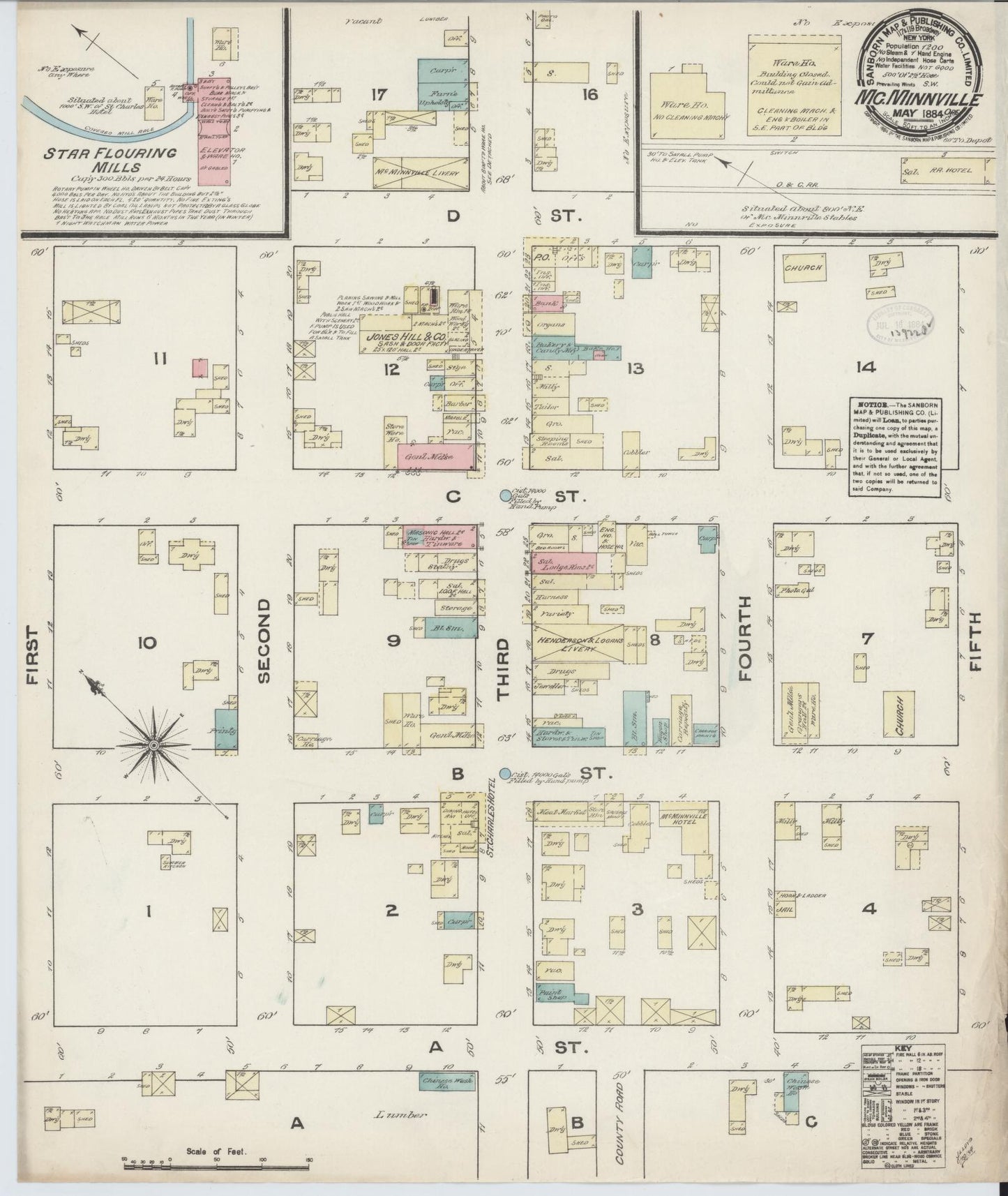 Sanborn Fire Insurance Map from McMinnville, Yamhill County, Oregon. (1884) – Historic Sanborn Fire Insurance Map Print