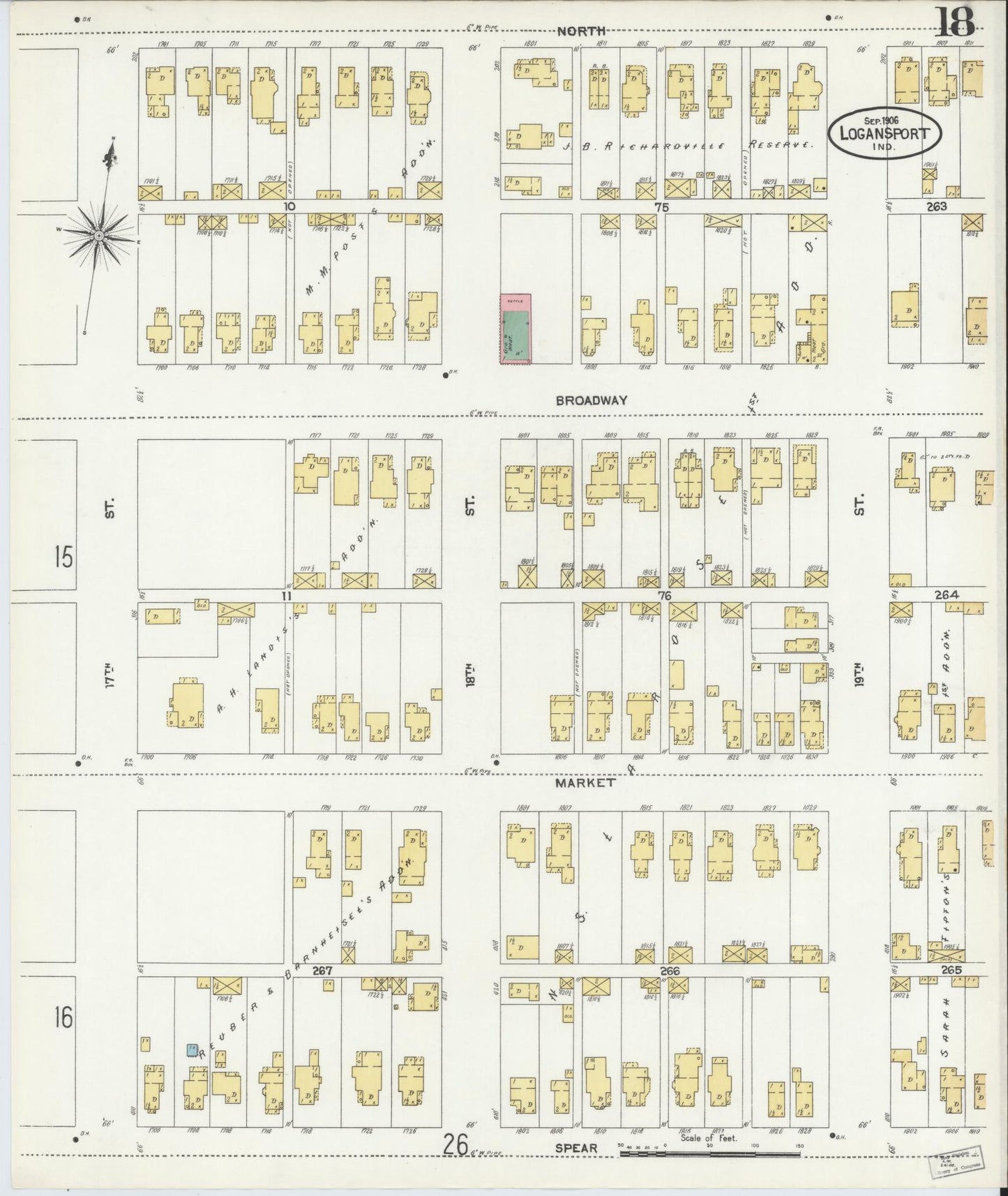 Sanborn Fire Insurance Map from Logansport, Cass County, Indiana (1906), Sheet #0018 - Historic Sanborn Fire Insurance Map Print, vintage old map wall art, antique decor, genealogy gift, Indiana Indiana map