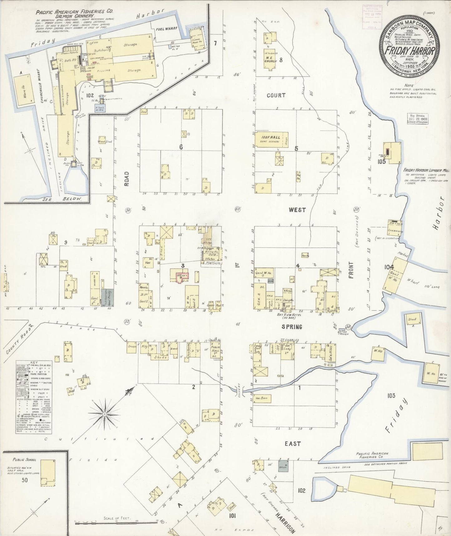 Sanborn Fire Insurance Map from Friday Harbor, San Juan County, Washington (1903), Sheet #0001 - Historic Sanborn Fire Insurance Map Print, vintage old map wall art, antique decor, genealogy gift, Washington Washington map